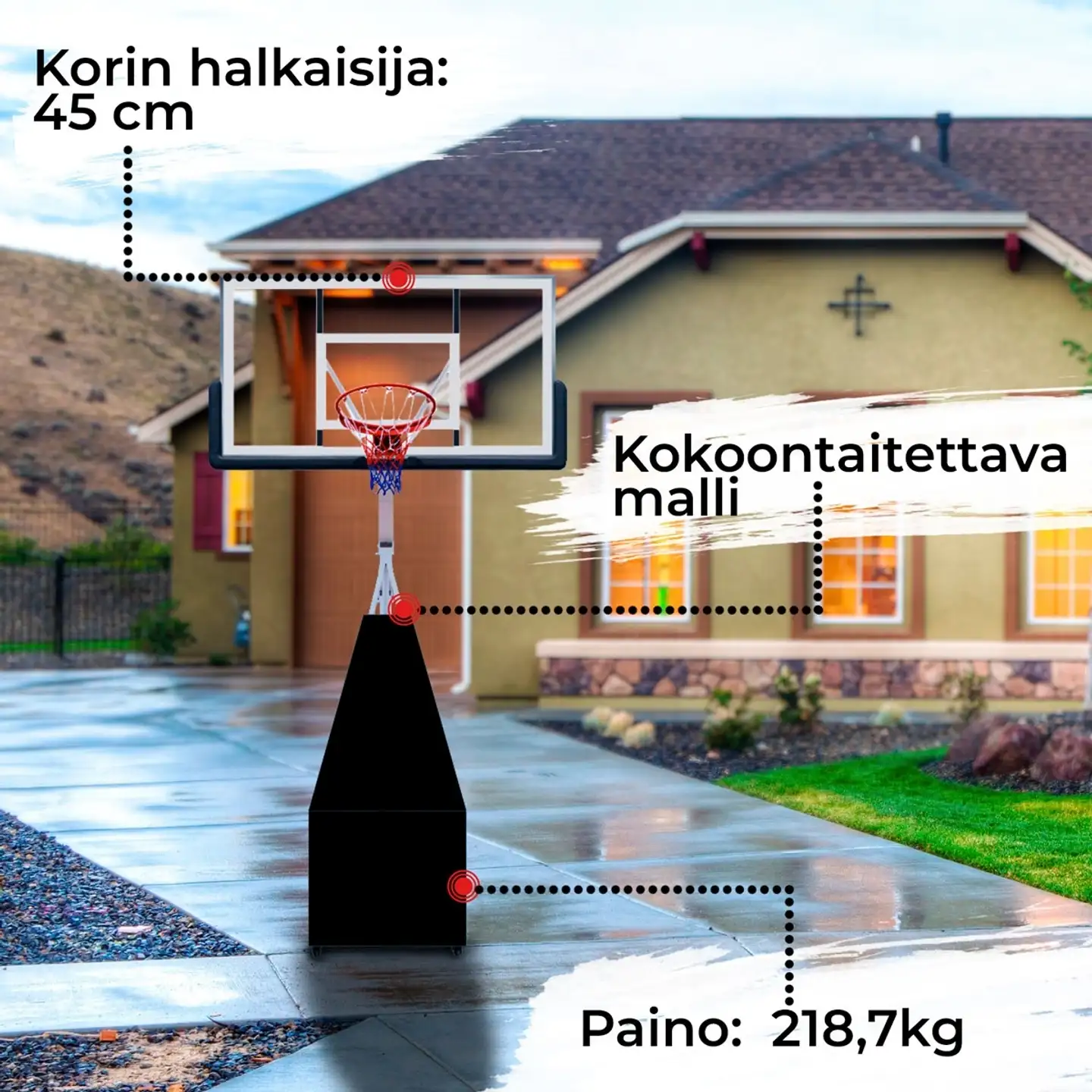 Prosport Koripalloteline Taittuva Pro 1,2 - 3,05m - 2