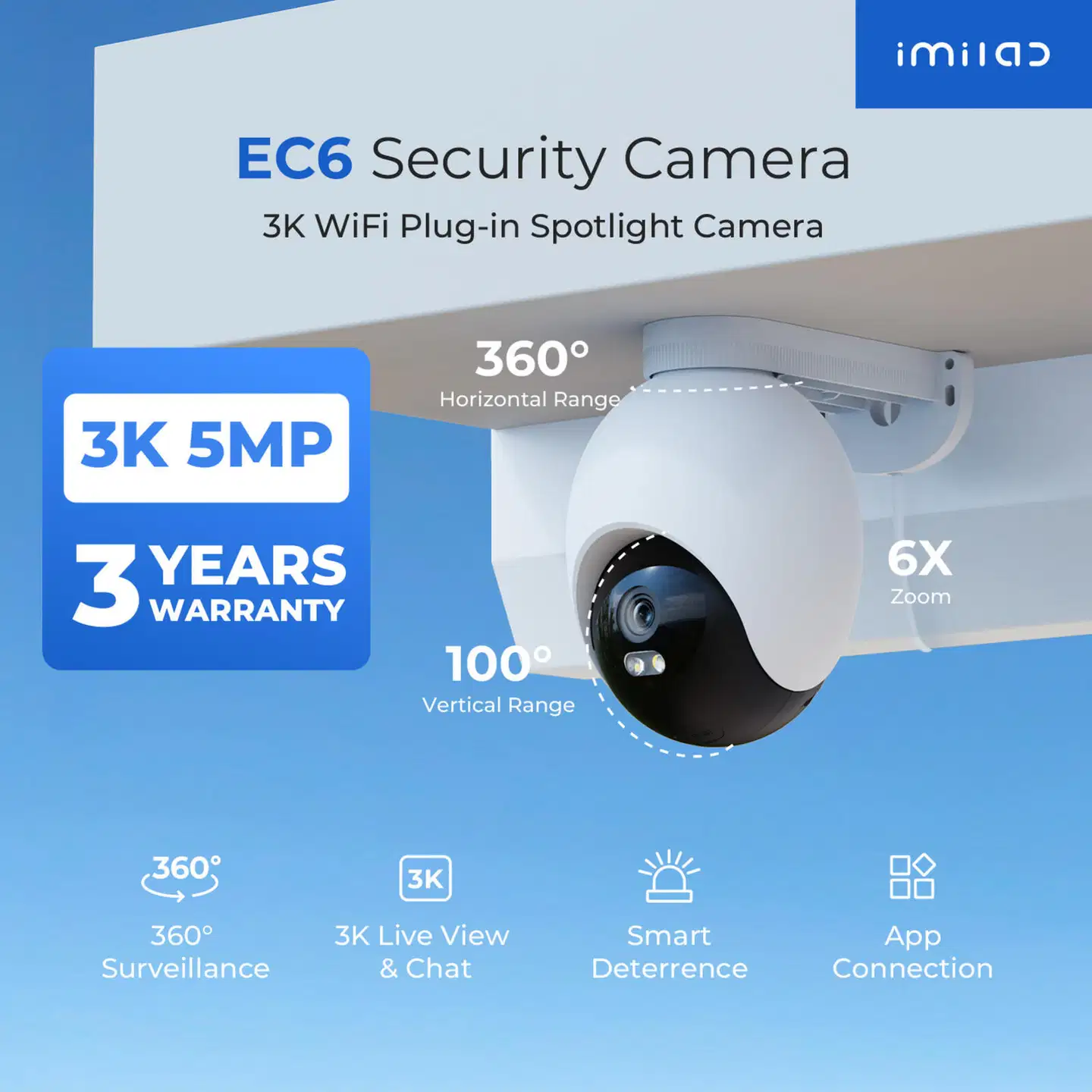 Imilab EC6 3K WiFi -valvontakamera ulkokäyttöön CMSXJ65A - 19