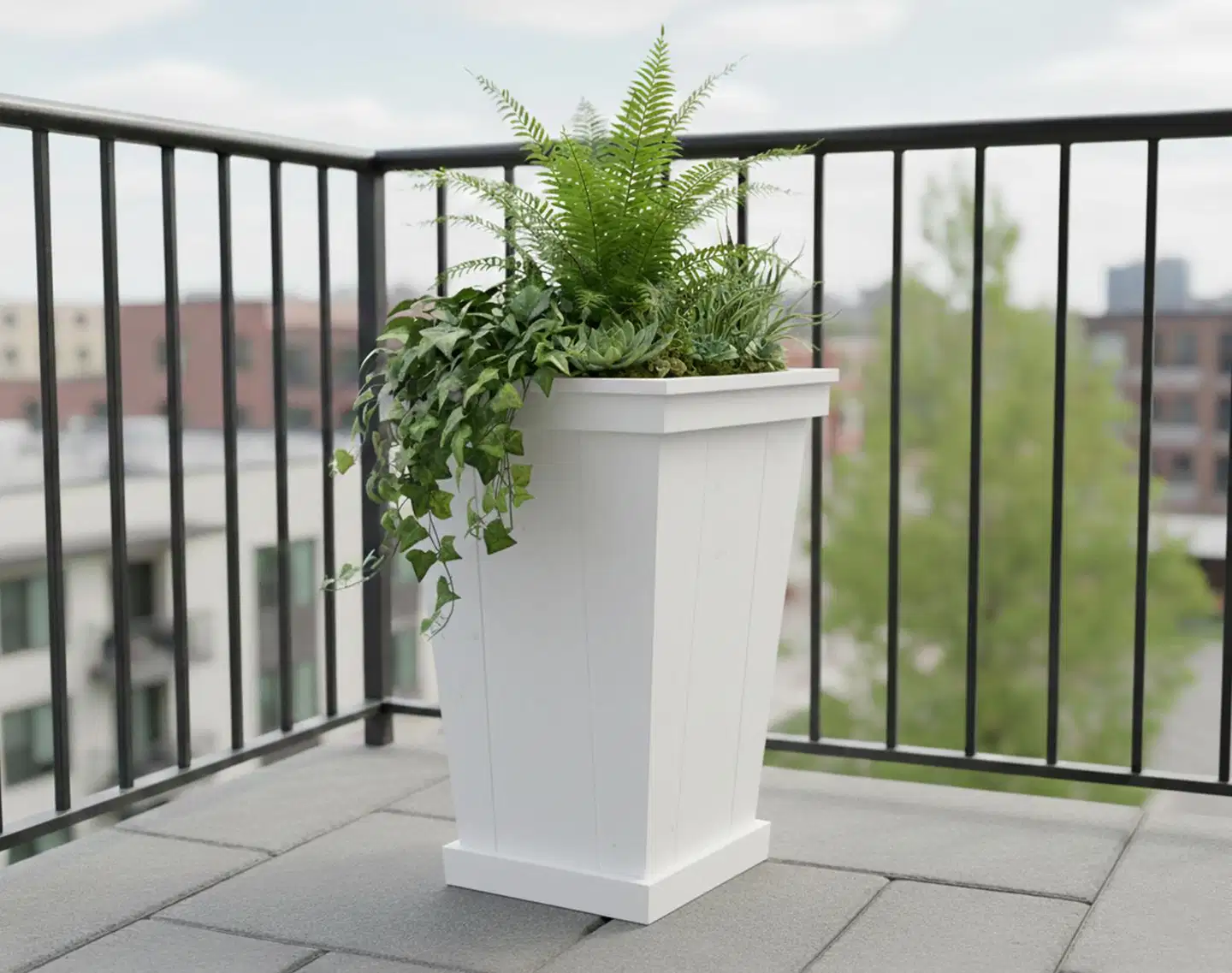 Miljöörakennus kartioruukku 40x40x60cm valkoinen - 4