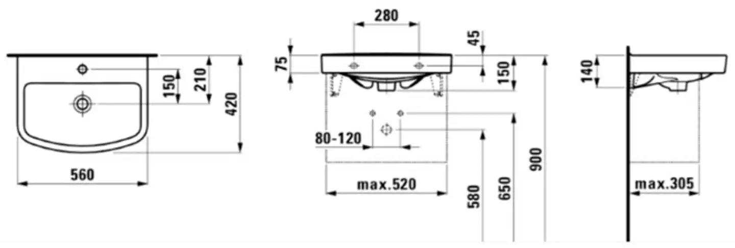 Laufen Kompas pesuallas 56cm - 2