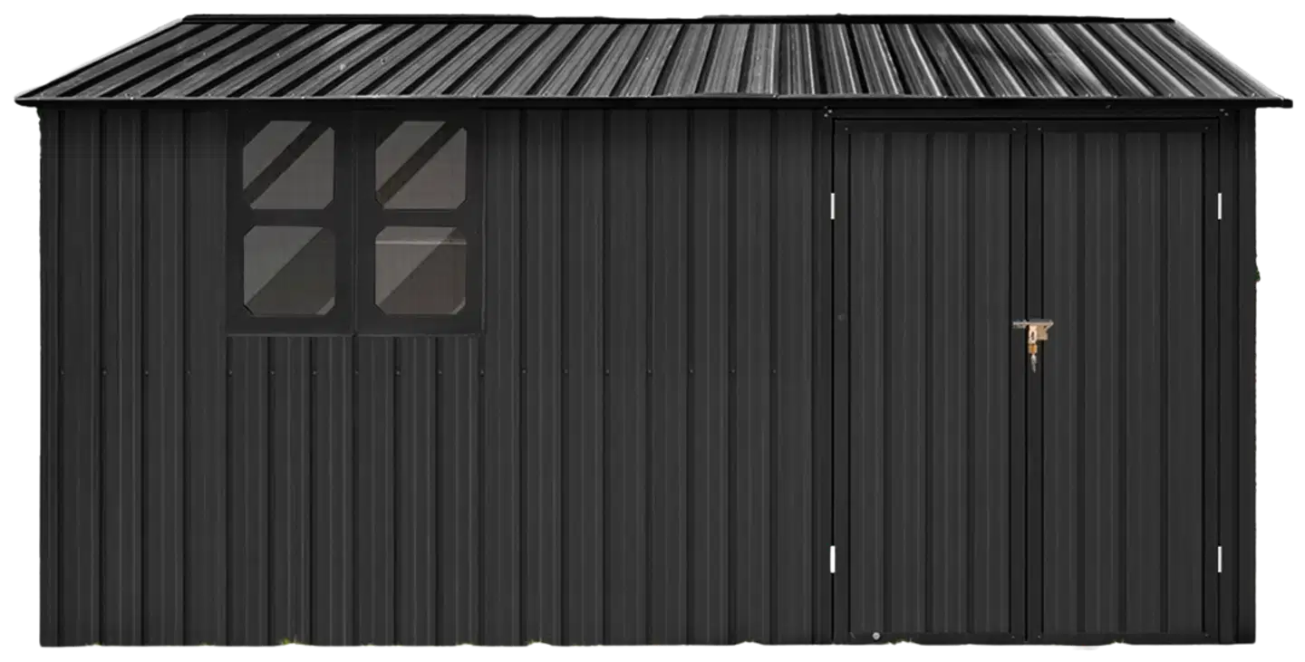 Fornorth pihavarasto ikkunalla 375x286x162cm, musta - 7