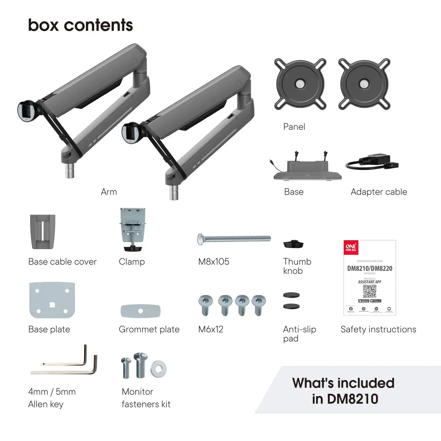 One For All DM8210 RGB Monitorivarsi kahdelle näytölle, musta - 15