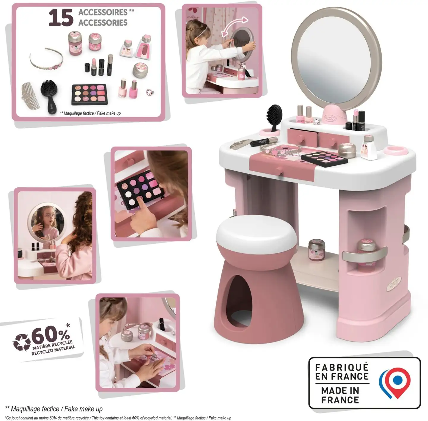 Smoby My Beauty Dressing Table, kampauspöytä kauneusleikkeihin - 2