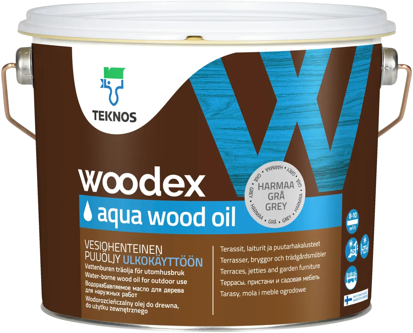 Teknos puuöljy Woodex Aqua Wood Oil 2,7 l harmaa