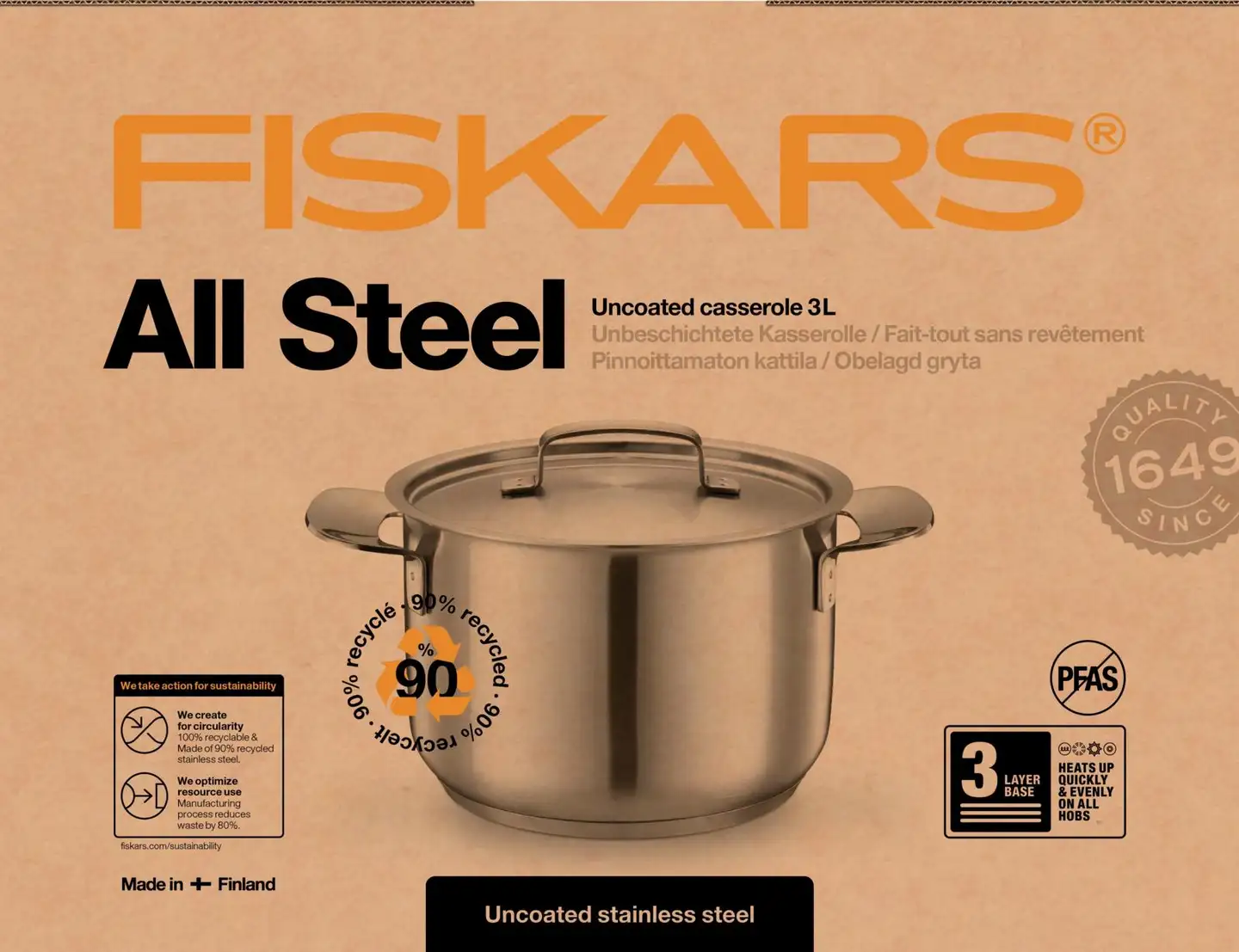 Fiskars kattila All Steel 3,0l - 1