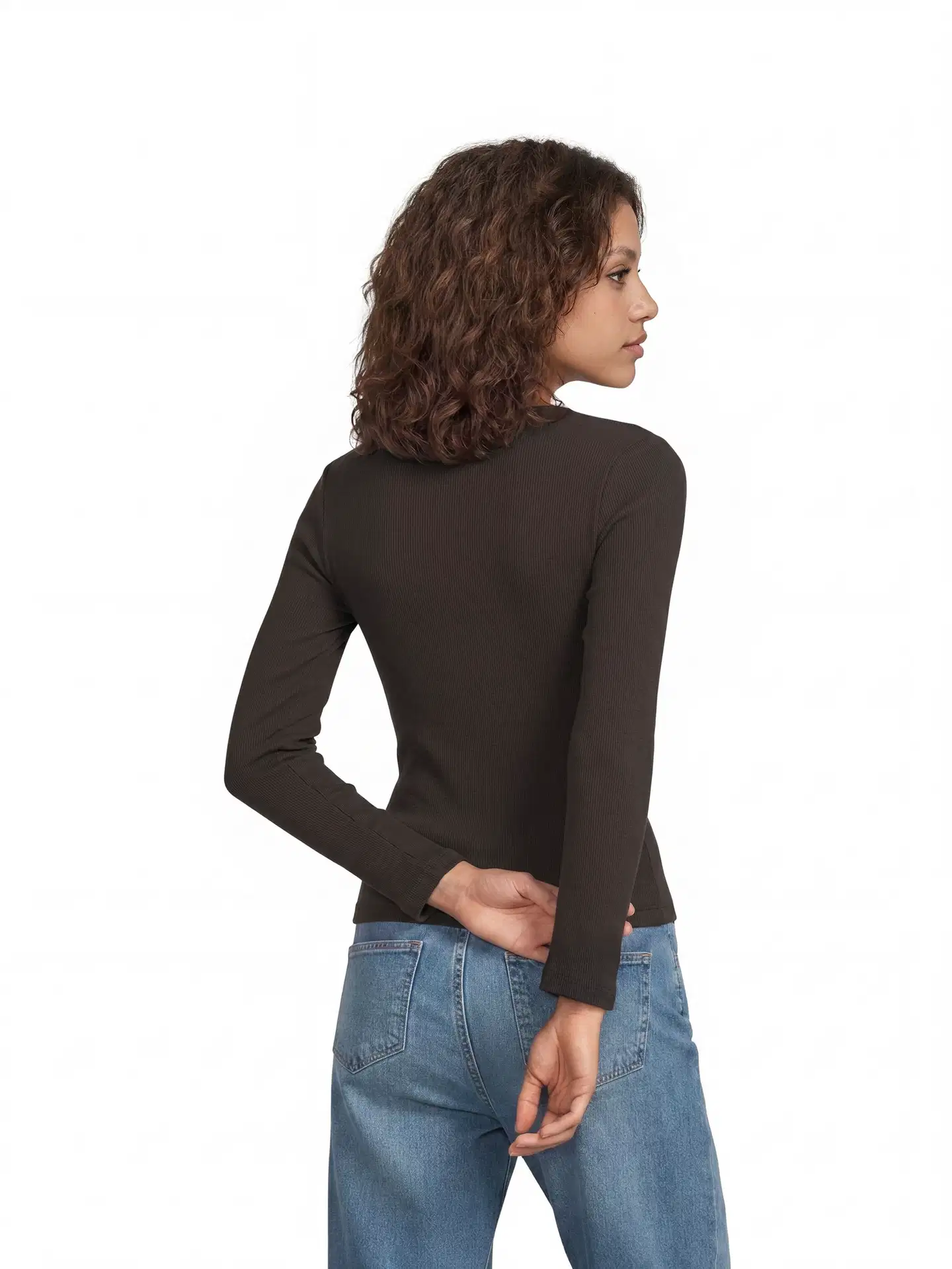 WKLY. naisten ribbipusero boatneck, levenevä hihansuu 213W312603 - Chocolate - 3