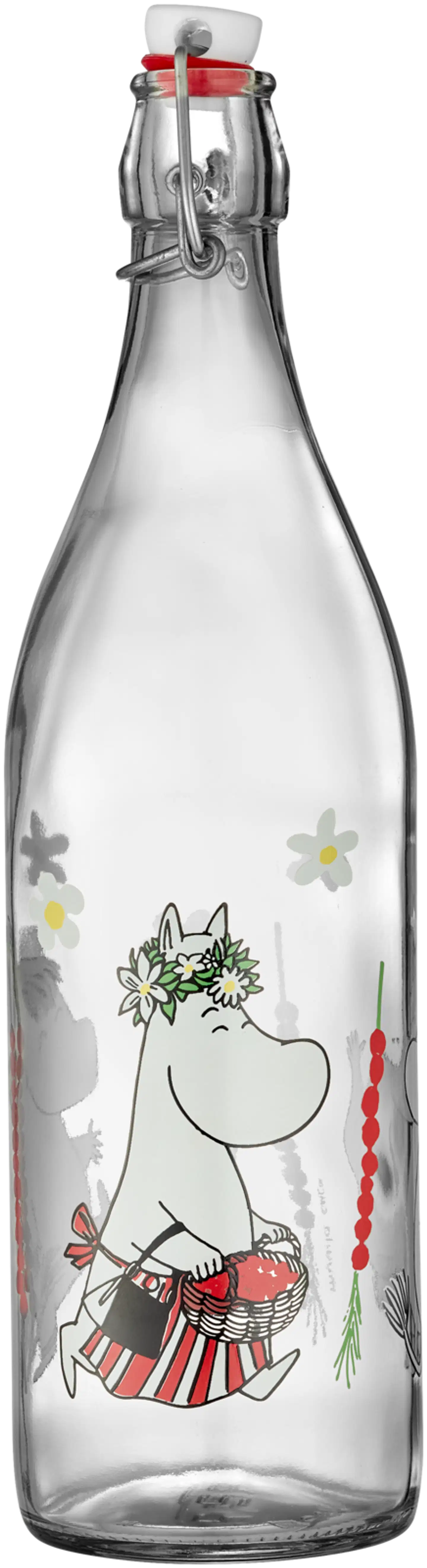 Muumi lasipullo Metsämansikat 1 l - 1