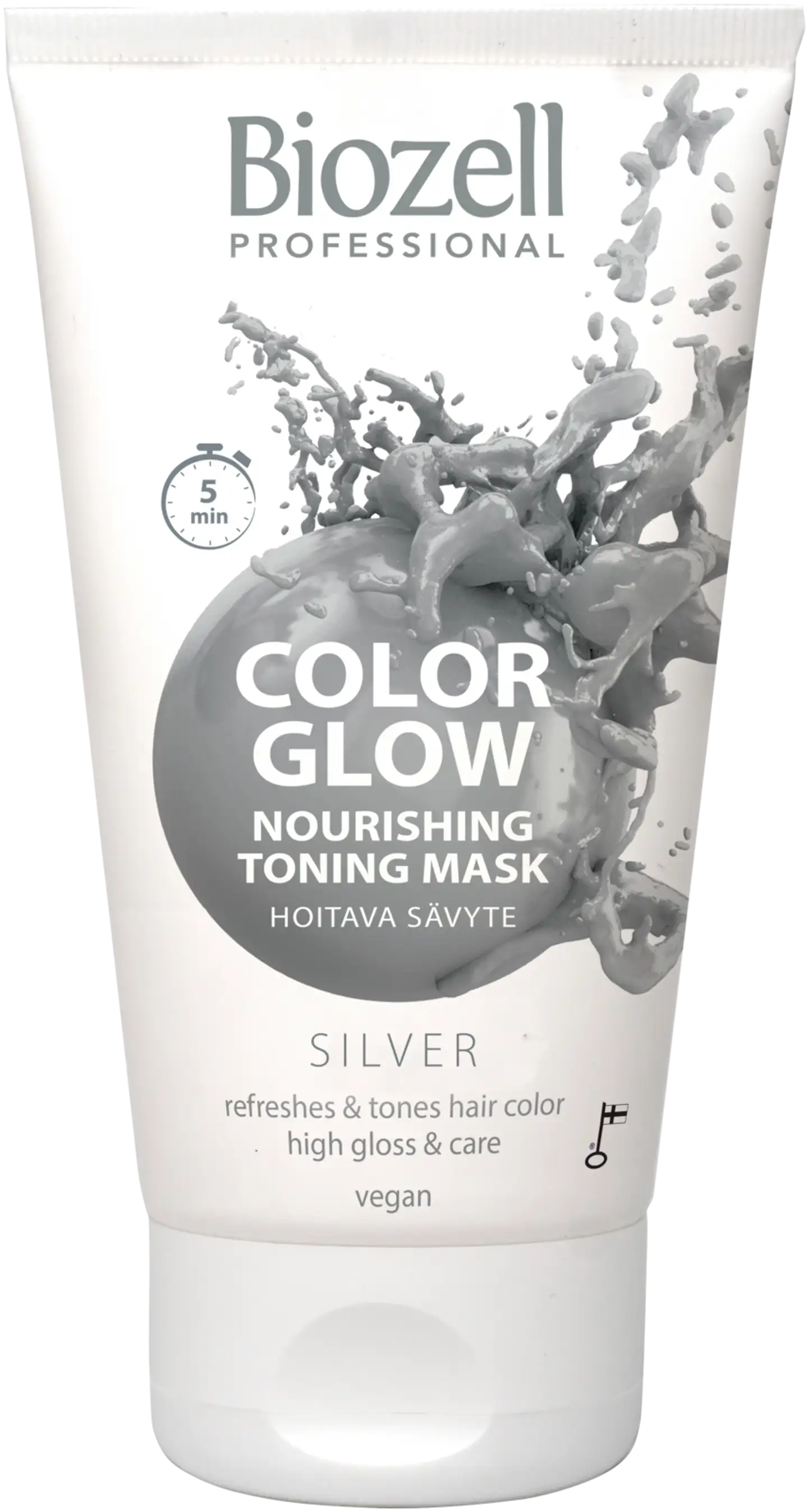 Biozell Color Glow Hoitava sävytenaamio Silver 150ml