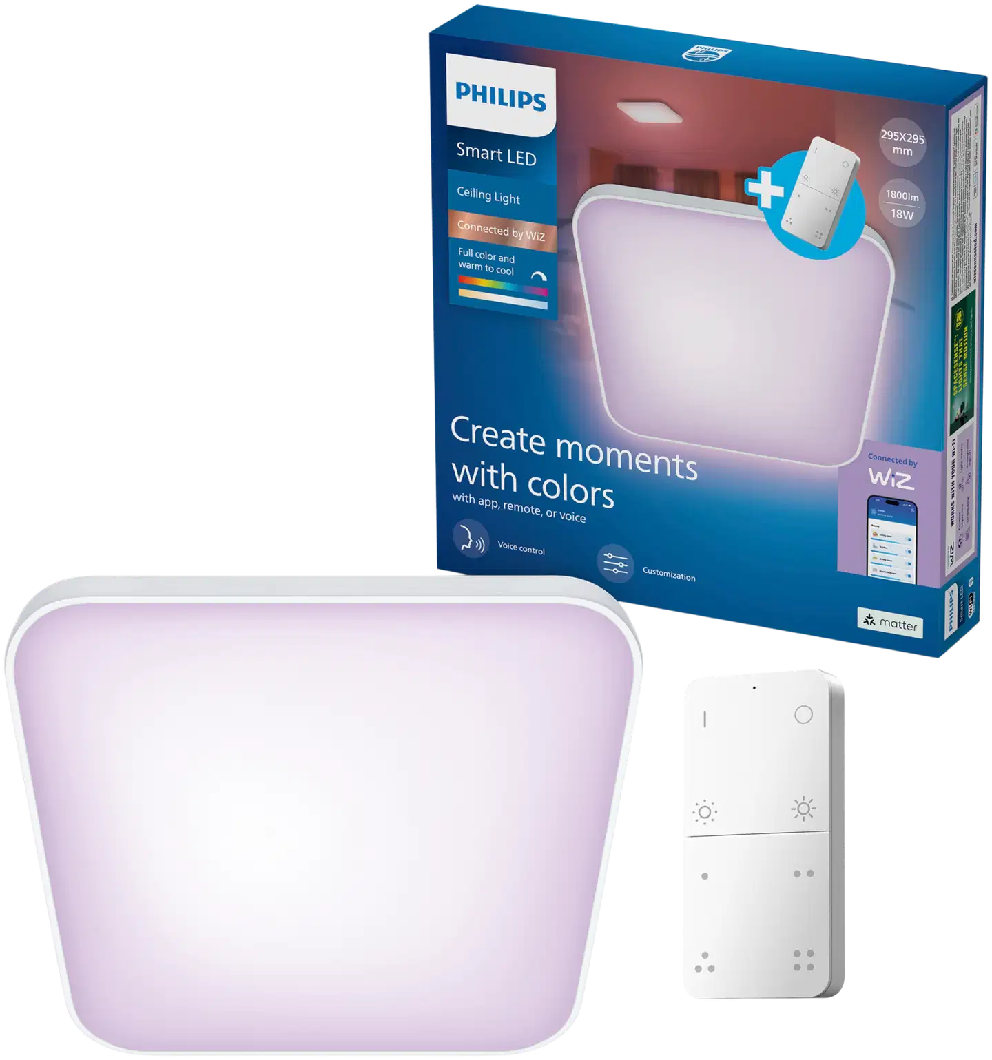 Philips Smart Lighting kattovalaisin neliö 18W RGB  valkoinen säädettävä kaukosäätimellä - 1