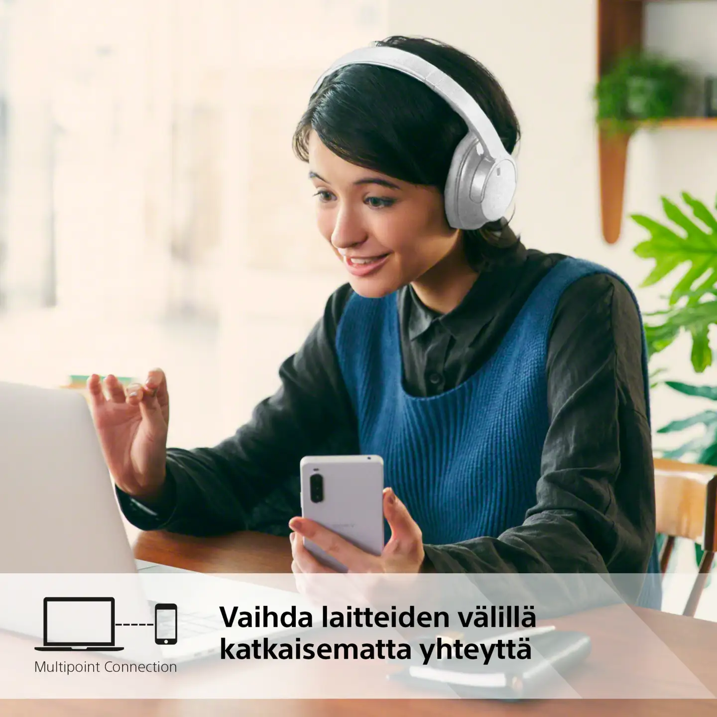 Sony langattomat vastamelusankakuulokkeet WH-CH720NW valkoinen - 6