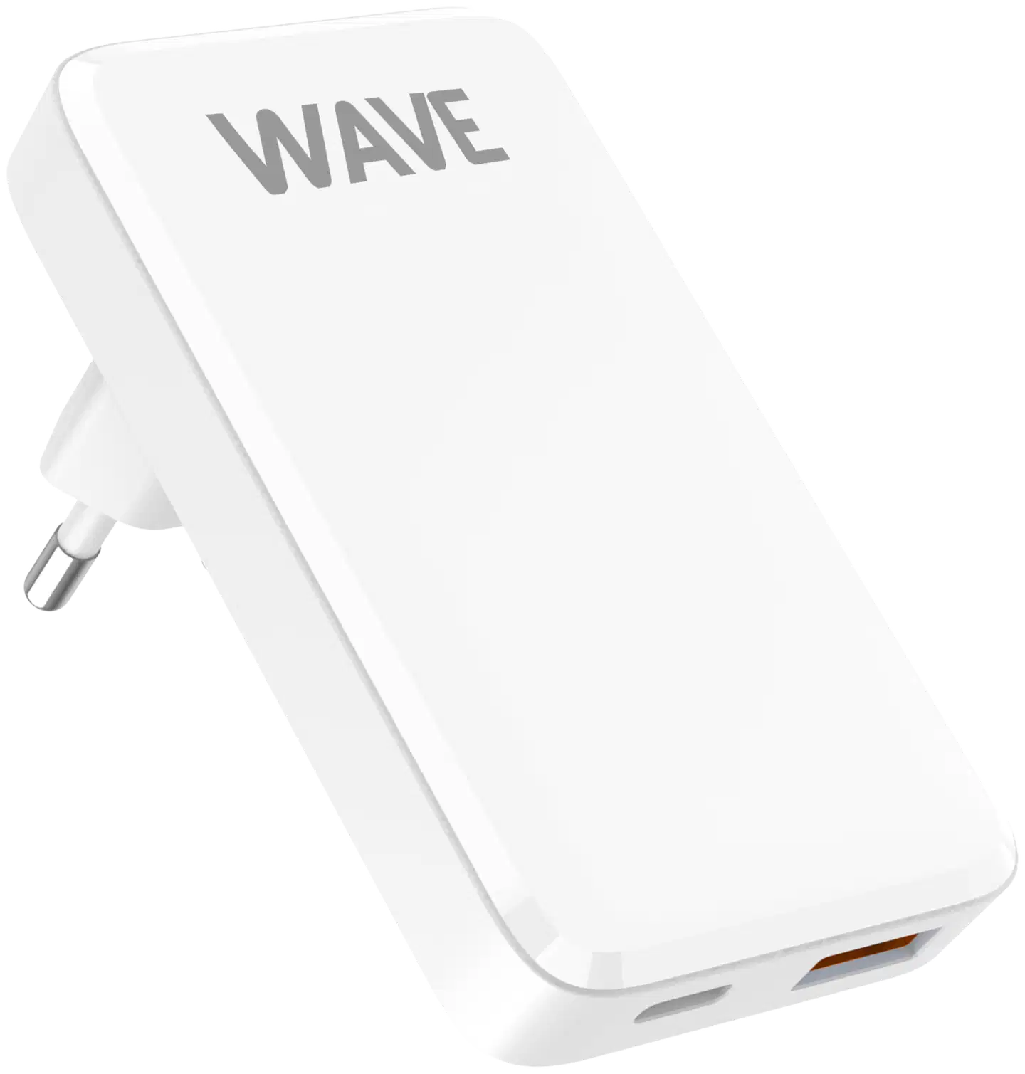Wave 65W Pikalataava Slim GaN -verkkolaturi, 1 x USB Type-C + 1 x USB-A, Valkoinen - 1