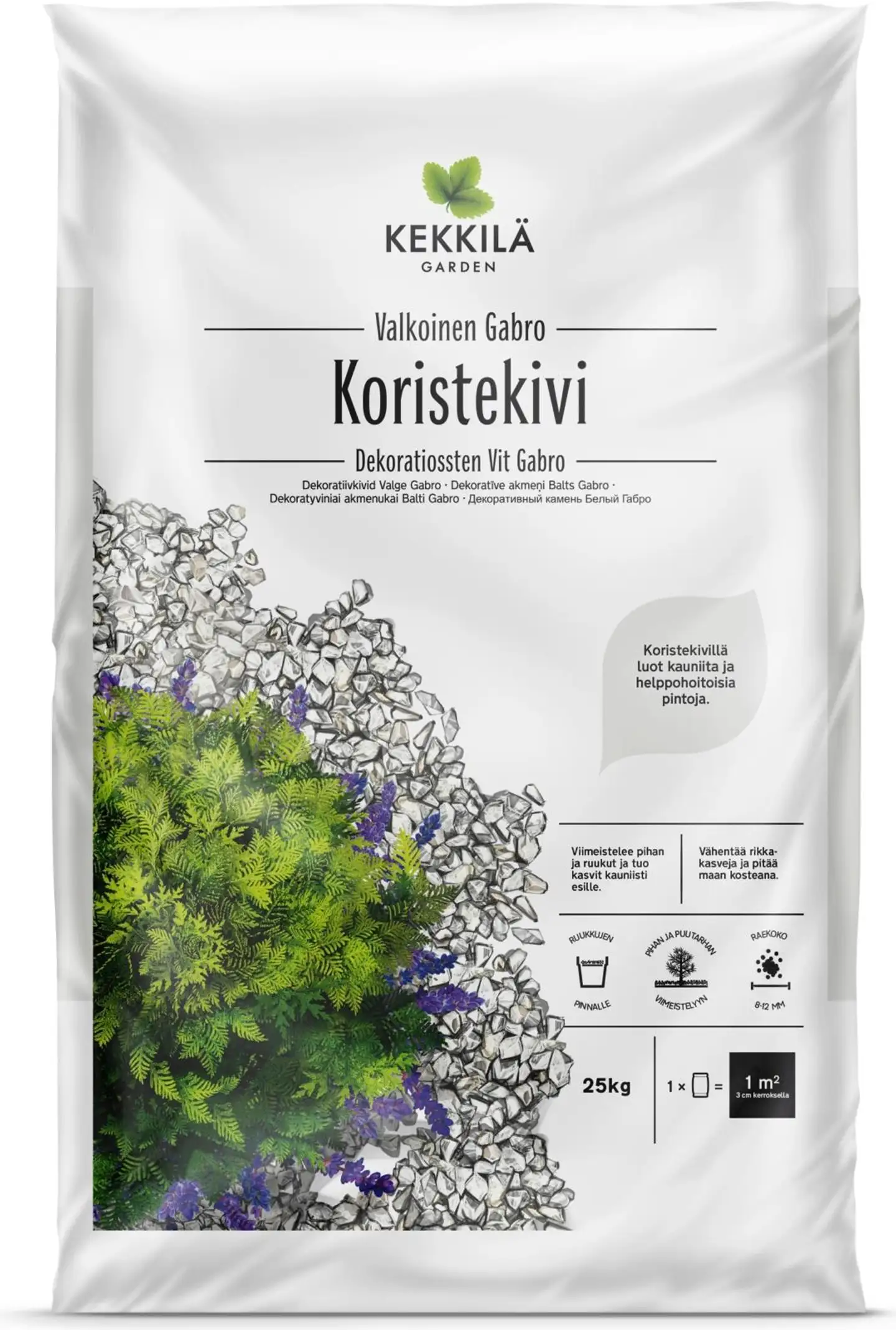 Kekkilä 25kg Koristekivi valkoinen gabro