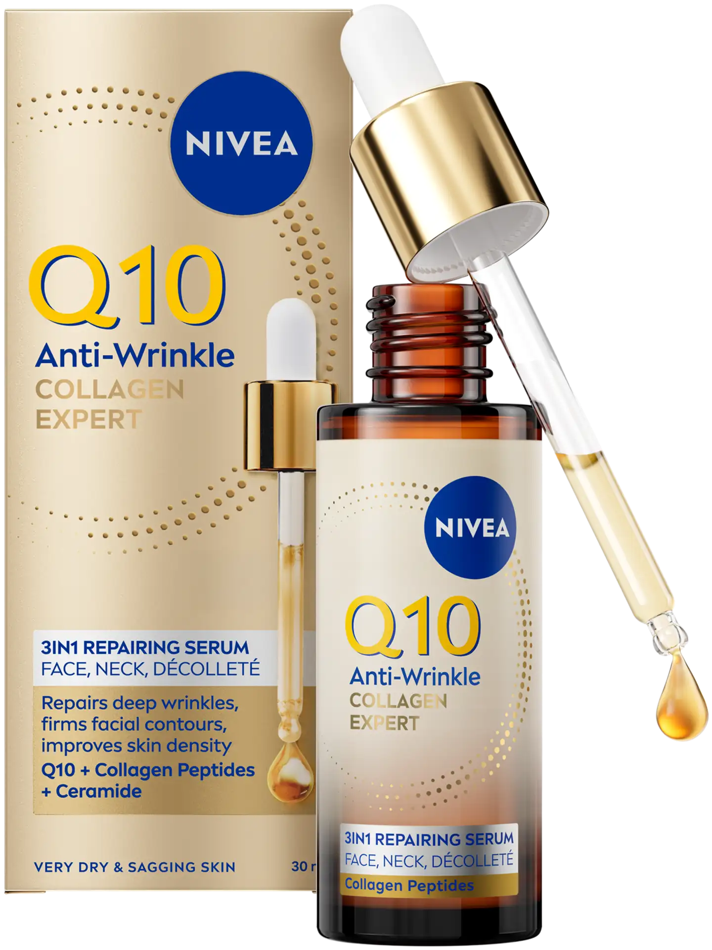 NIVEA 30ml Q10 Anti-Wrinkle Collagen Expert 3in1 Repairing Serum -kasvoseerumi - 3