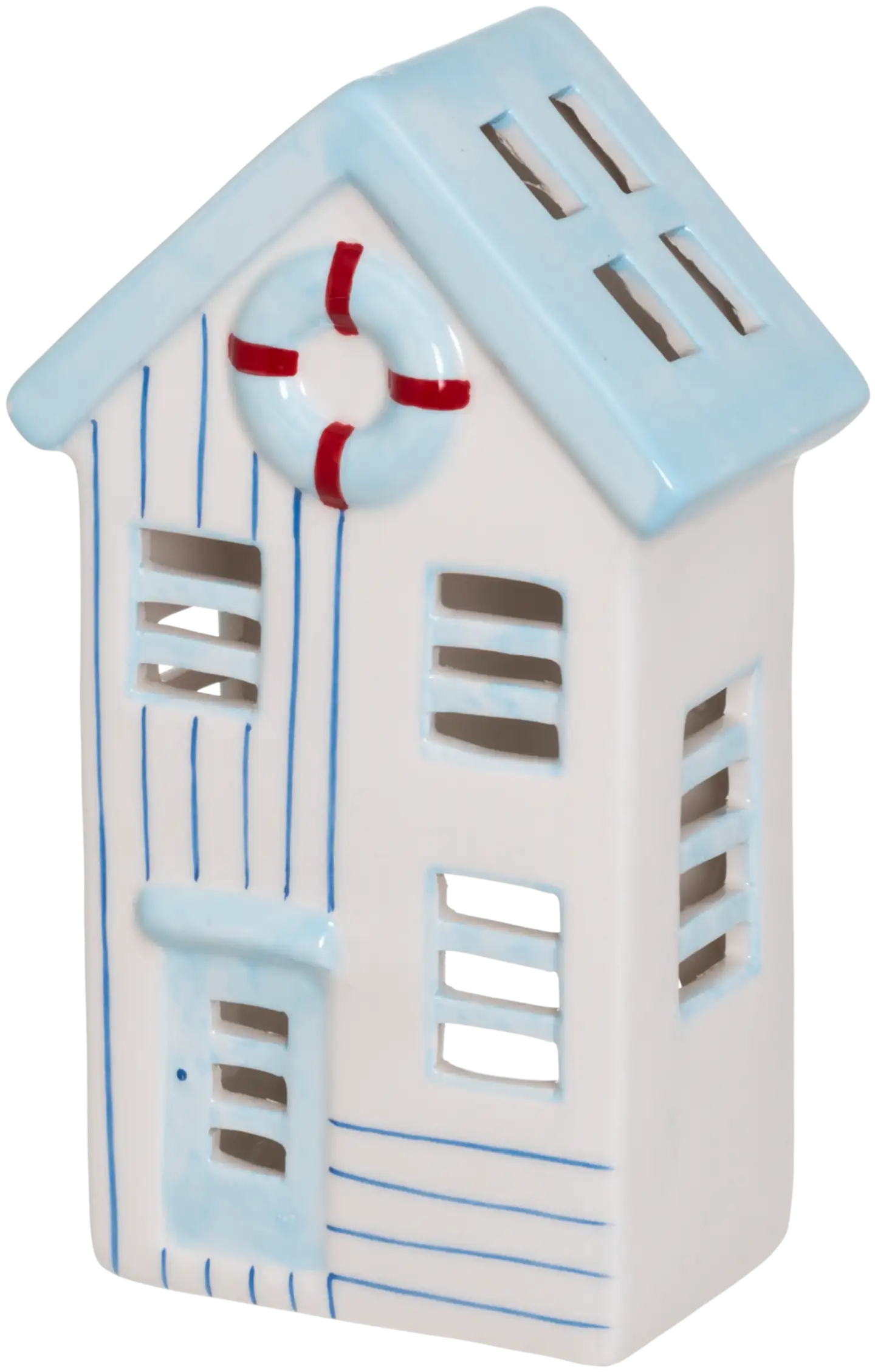 4Living Lyhty Beach Hut vaaleansininen raidallinen 20 cm