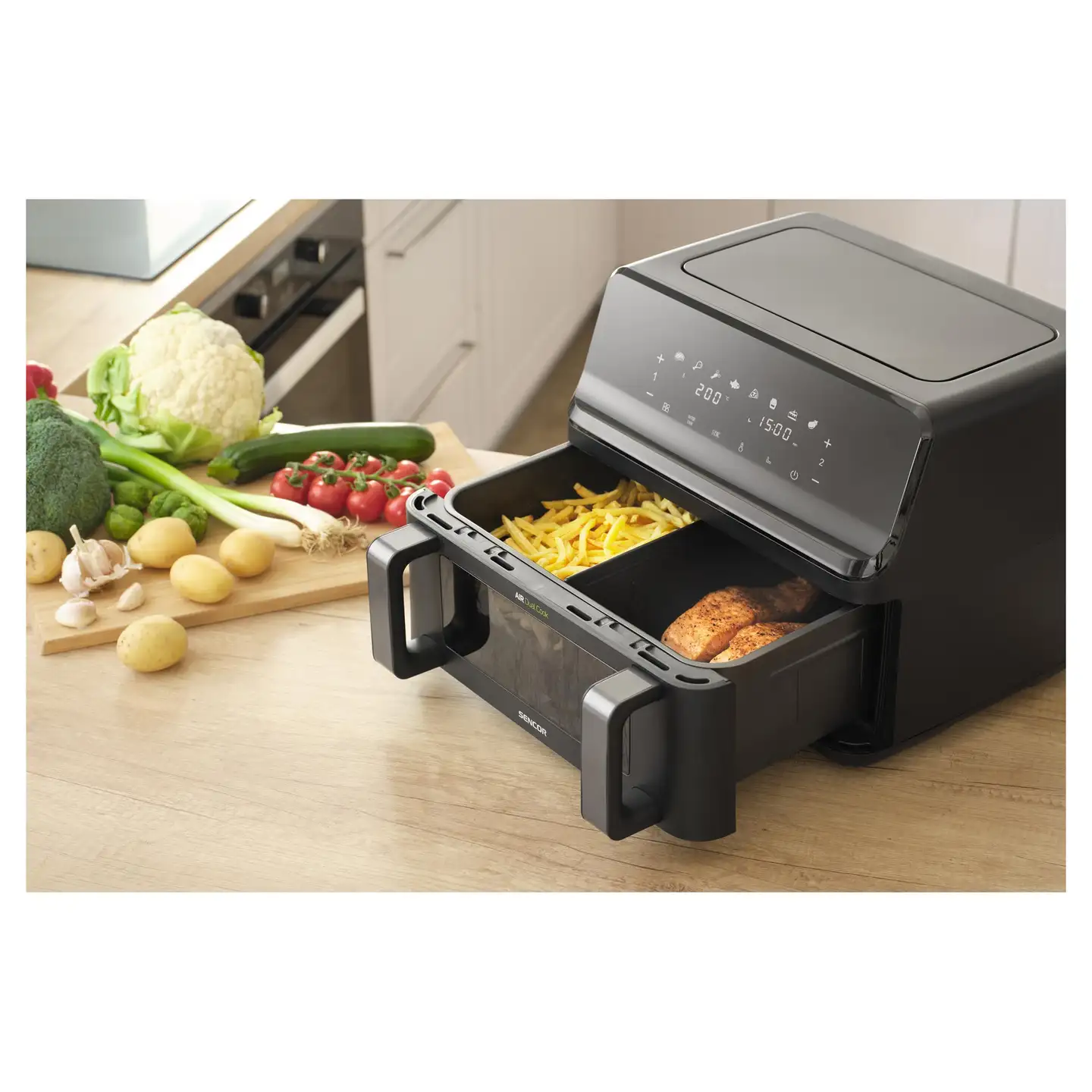 Sencor dual air fryer kiertoilmakypsennin SFR 9650BK musta - 9