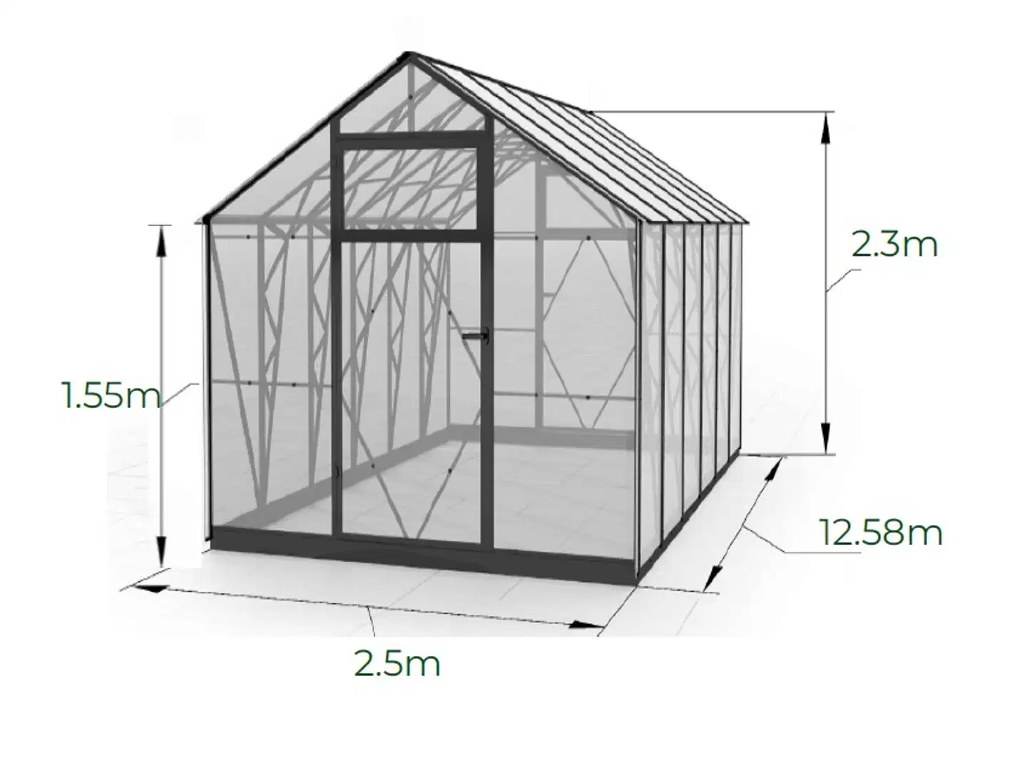 Ecoslider kasvihuone 2.5 X 12.58 - 5