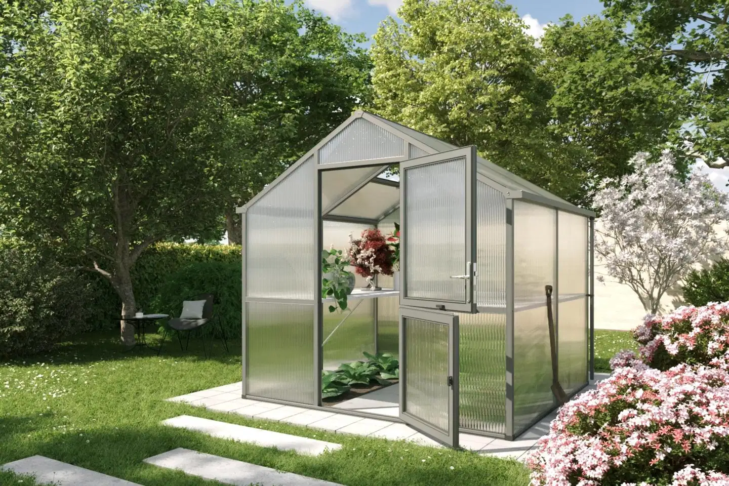 Kreative Gartentechnik kasvihuone Iris II 5,06 m2 antrasiitinharmaa - 3