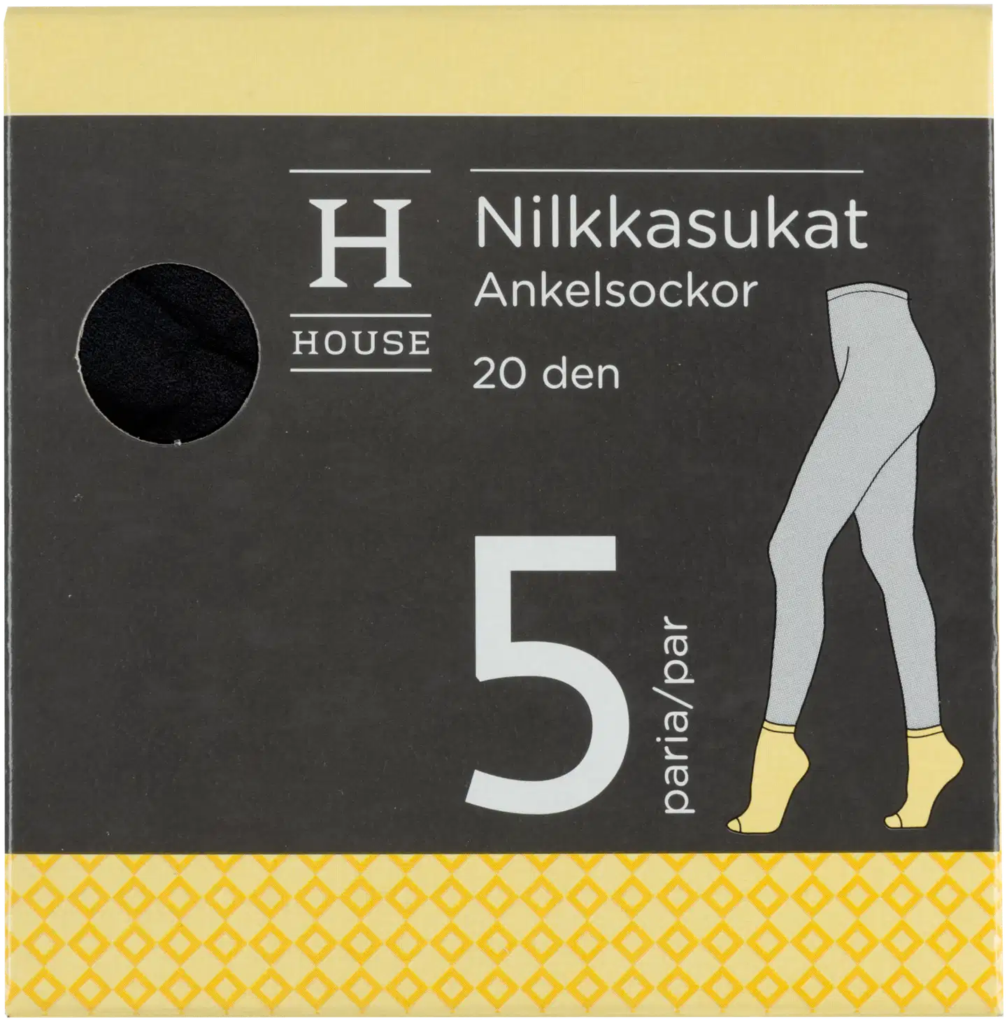 House naisten nilkkasukat 20 den 214X20NS5 5-pack - Musta