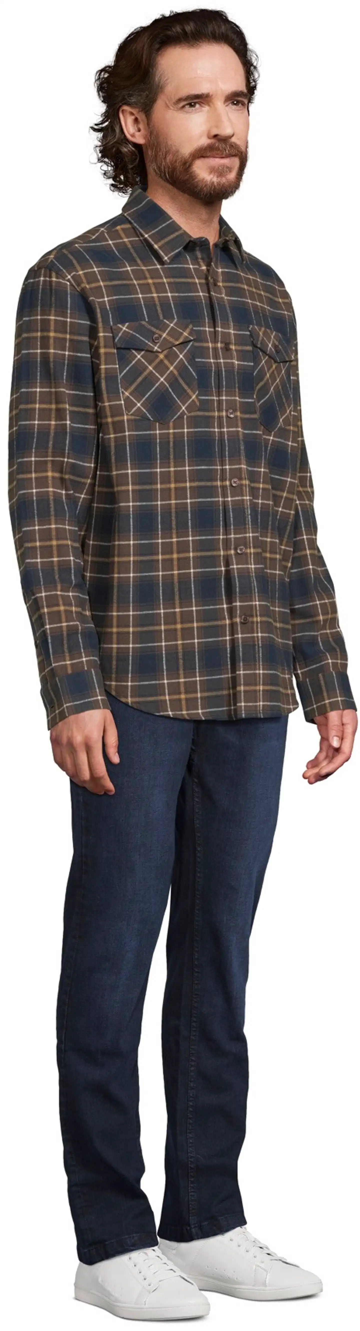 House miesten ruutupaita flanellia 194H292601 - Brown check - 4