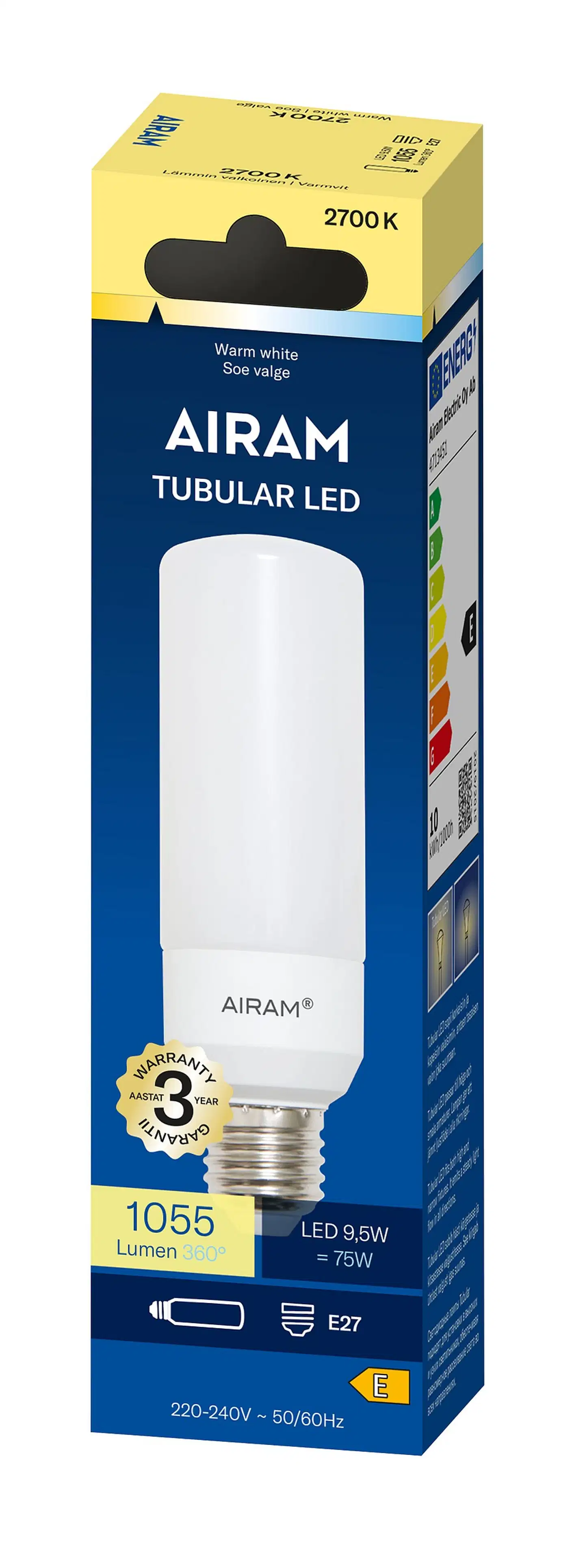 Airam LED TUB45 827 1055lm E27 OP - 3