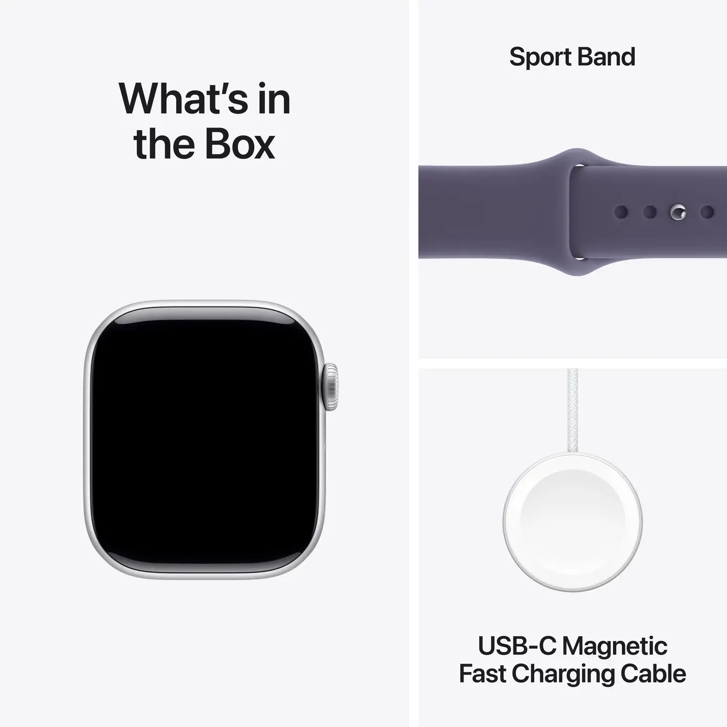 Apple Watch Series 11 GPS 46mm hopeinen alumiinikotelo, purple fog sport ranneke - S/M - MEV94QN/A - 4