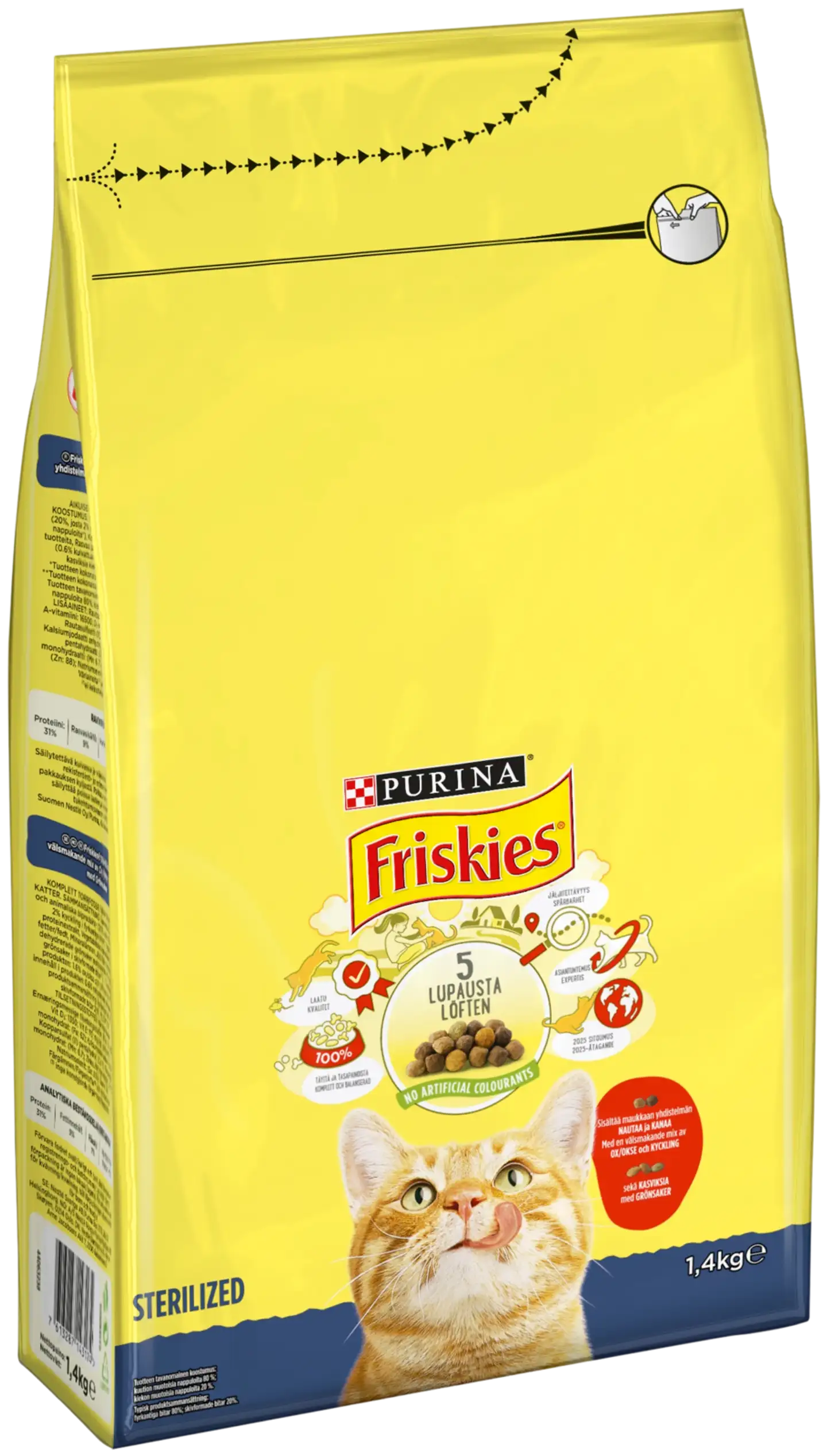 Friskies 1,4kg Sterilised Cats Nautaa ja Kasviksia kissanruoka