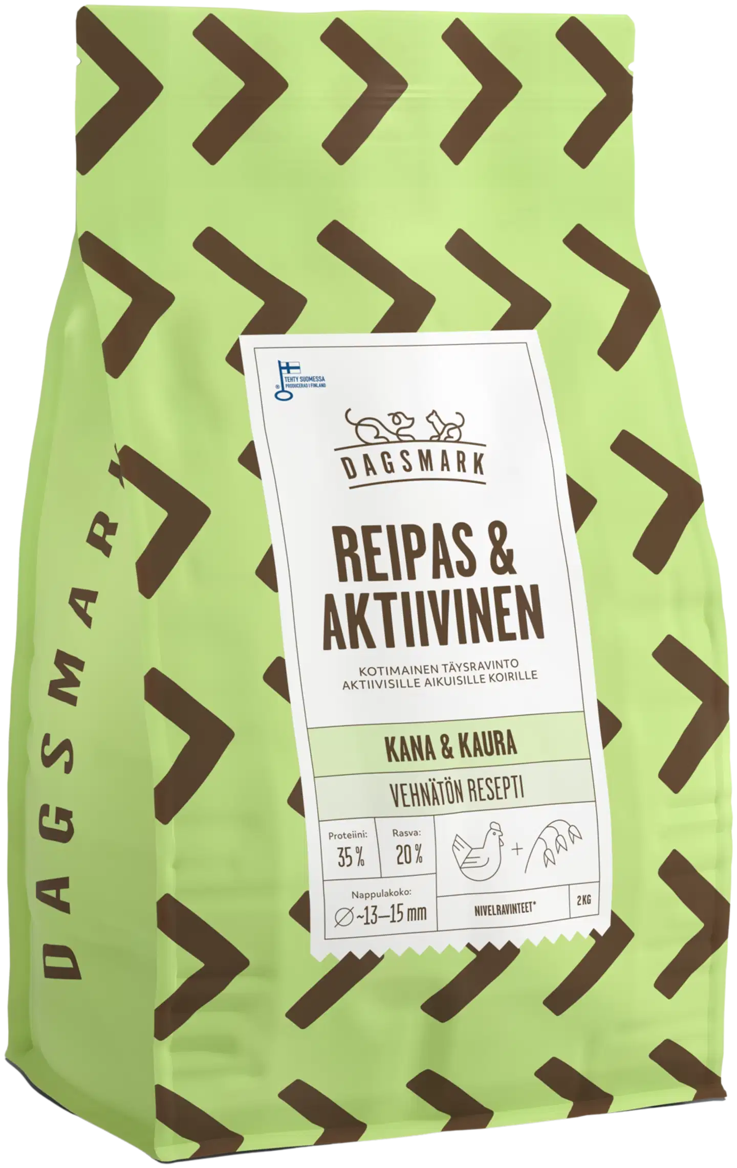 Dagsmark REIPAS & AKTIIVINEN koiran kuivaruoka vehnätön kana-kaura 2kg