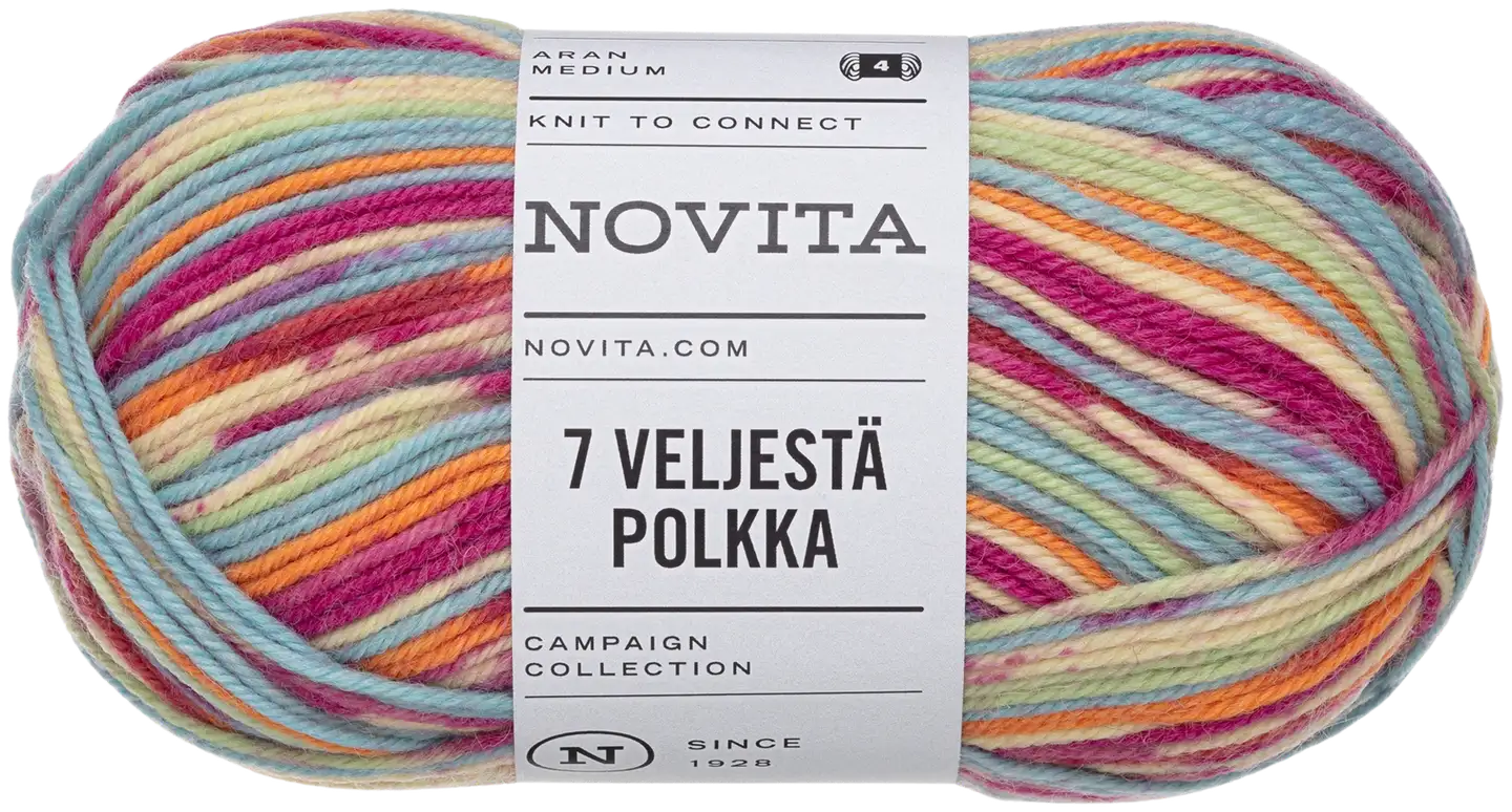 Novita lanka 7 Veljestä Polkka 100g konfetti 8041 - 1