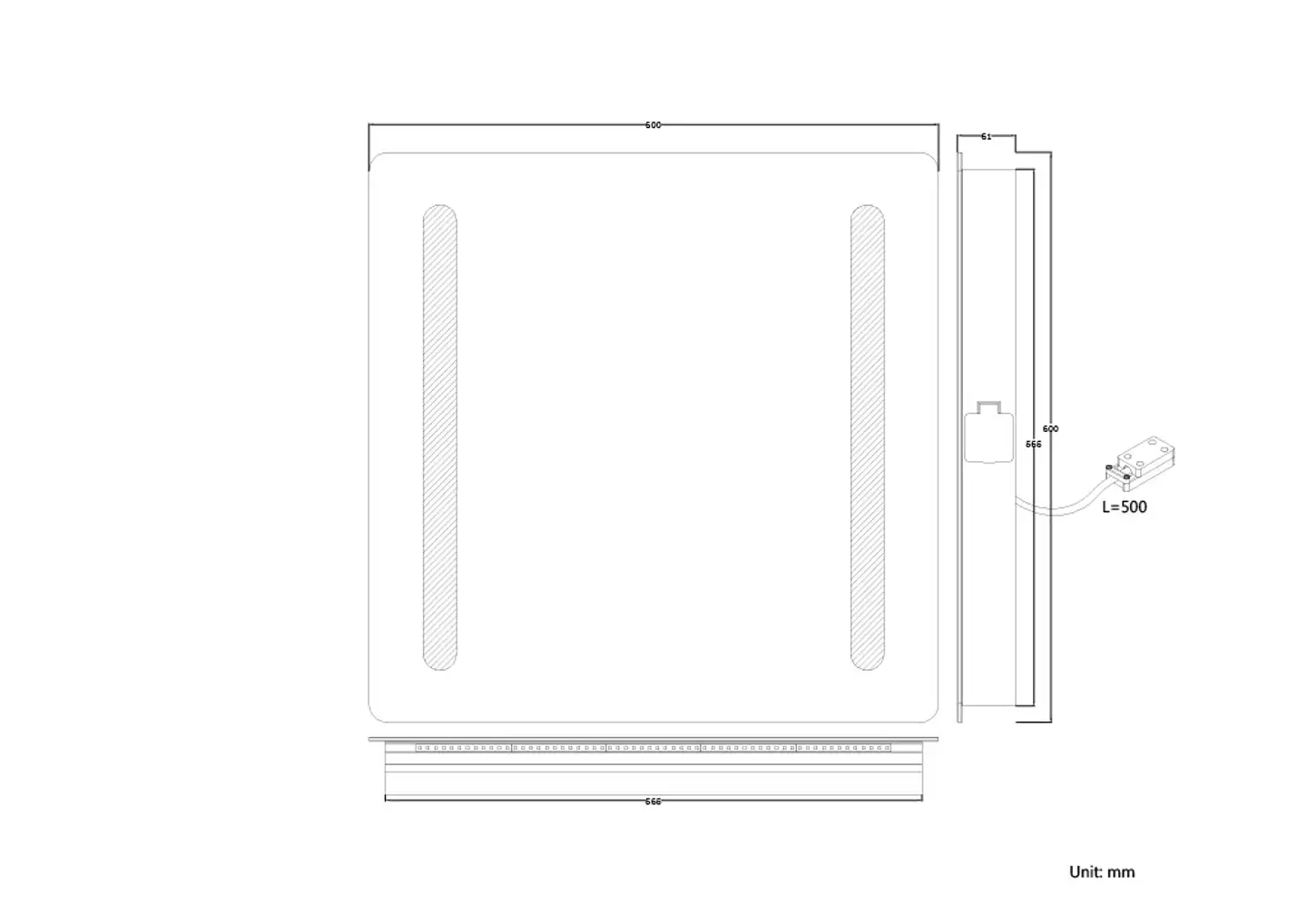 Tammiholma valopeili CORK pistorasioilla 60x60 cm - 2