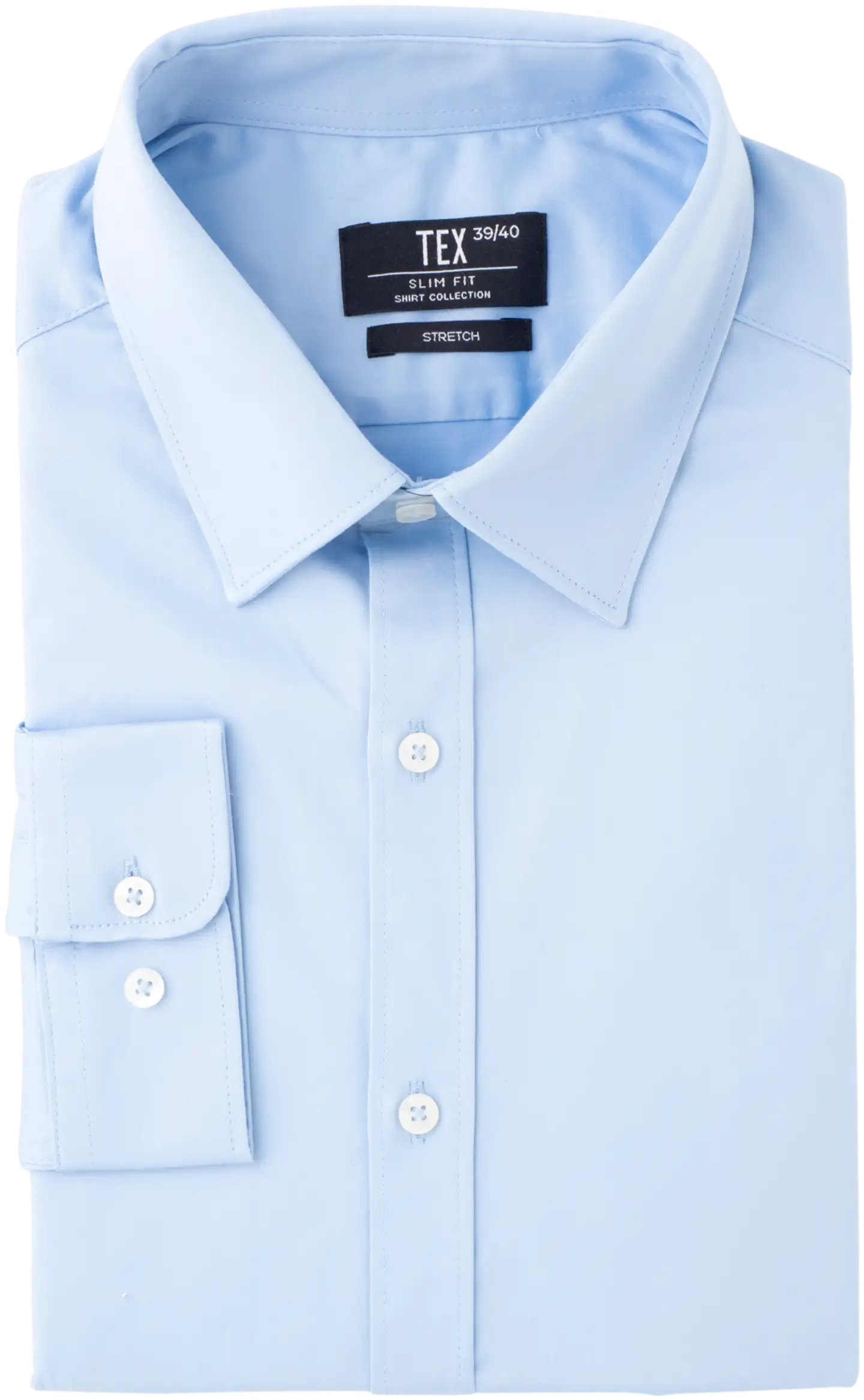 TEX miesten kauluspaita satin stretch I589867 - Blue Light - 3