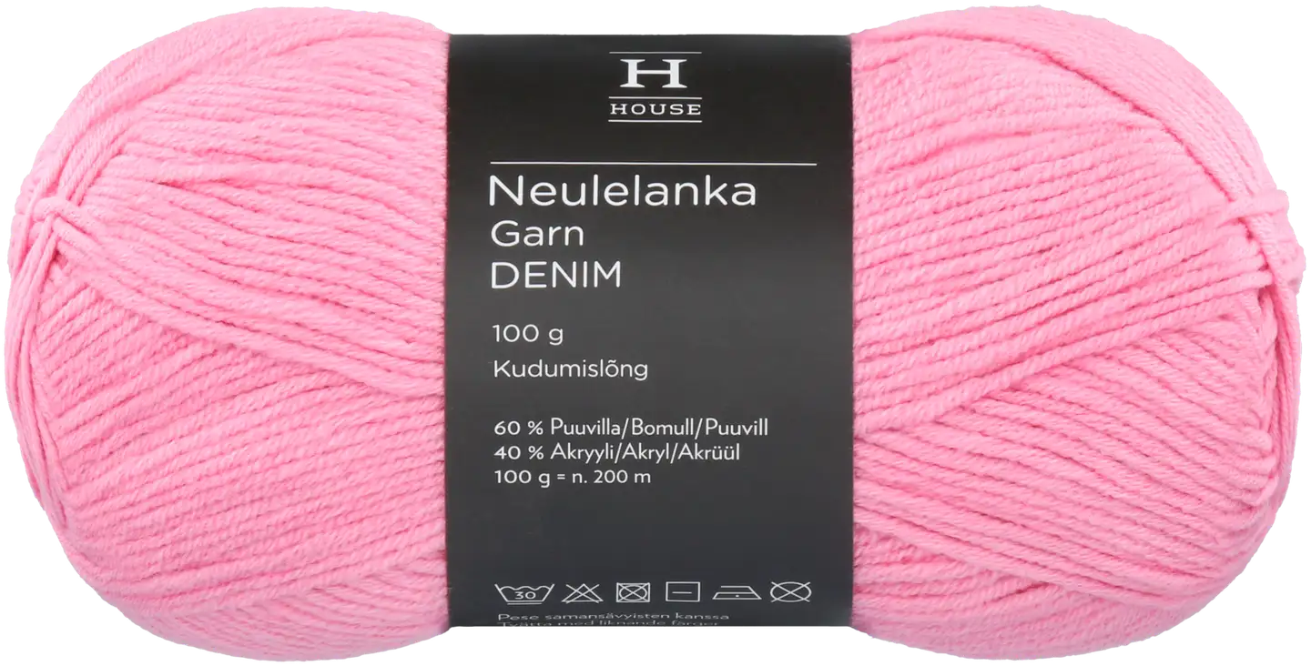 House lanka puuvillasekoite Denim 100 g Pink 11582