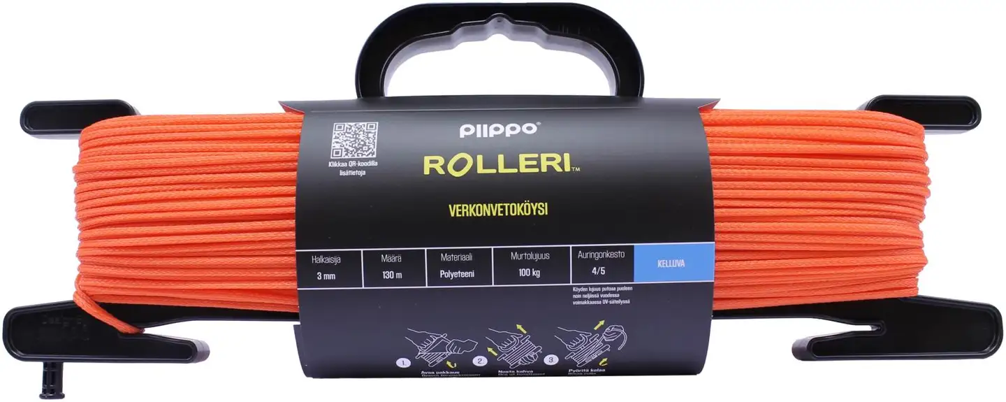 Piippo Rolleri verkonvetoköysi 3mm x 130m, kelluva - 1