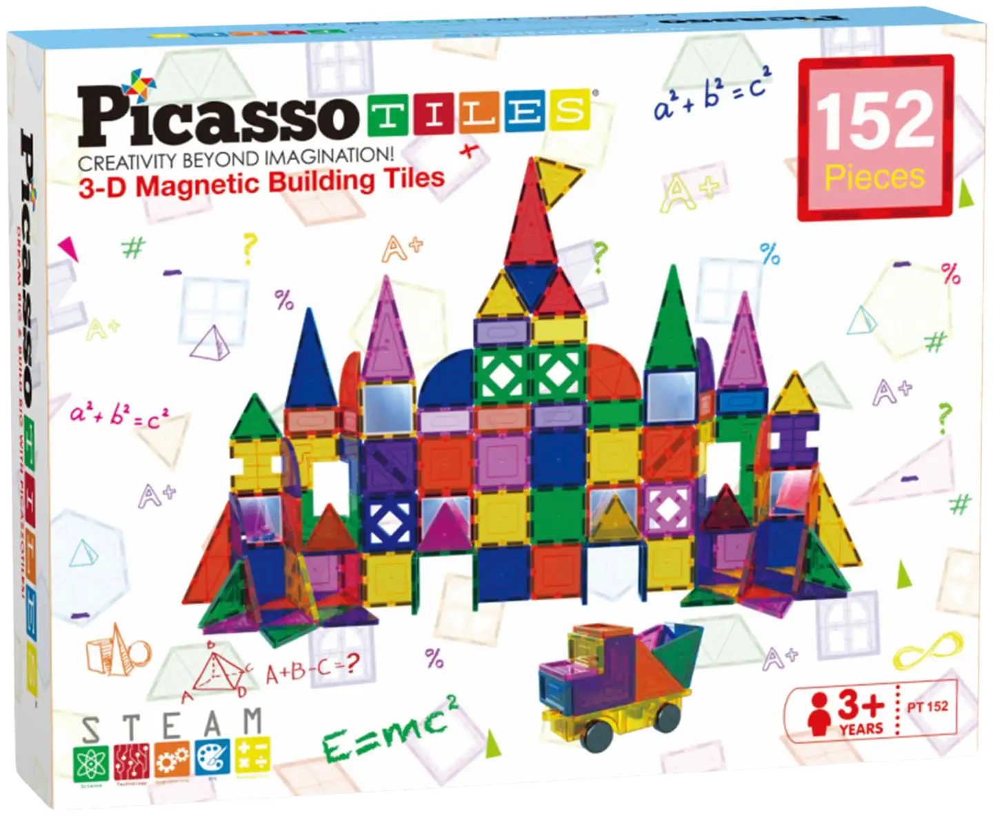 PicassoTiles lelu magneettinen rakennussetti 152 osaa - 1