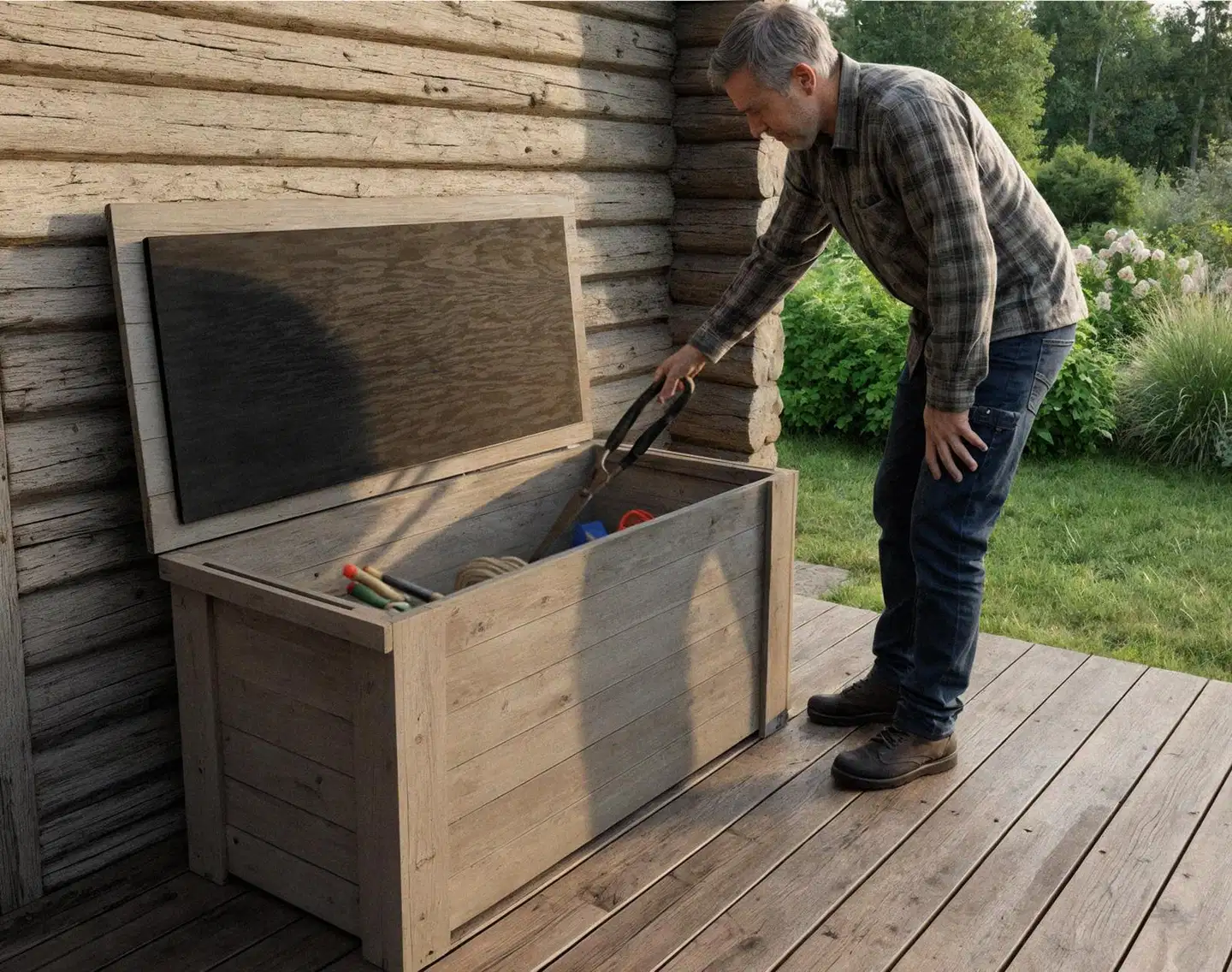 Piha-arkku, vaalean harmaa, 57x61x130cm - 4