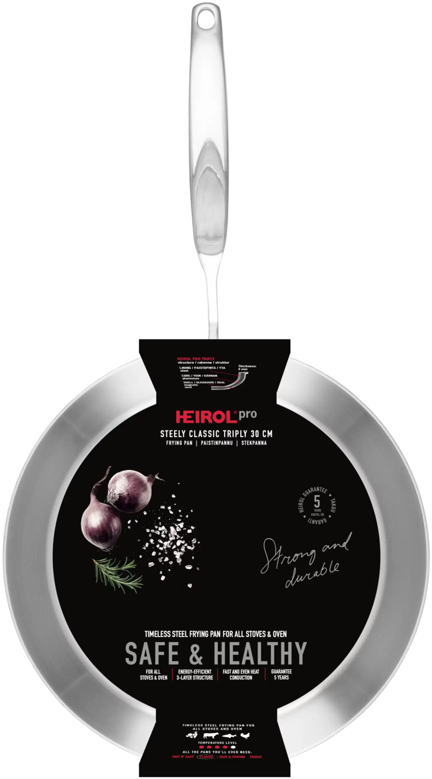 Heirol Paistinpannu 30 cm Steely Classic Triply - 3