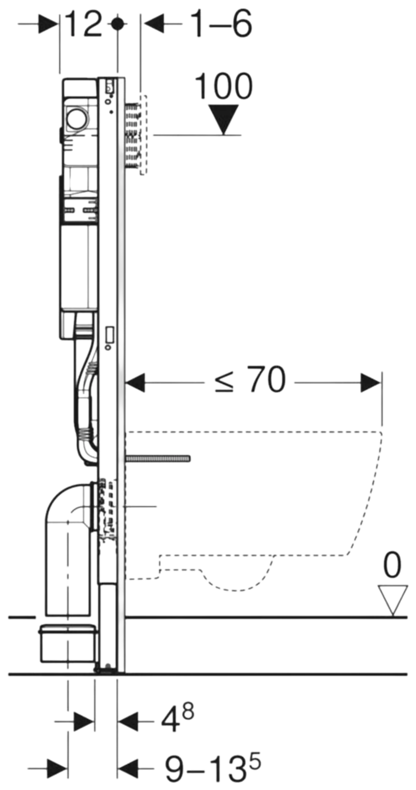 Asennusteline seinä-WC:lle Geberit Duofix Sigma 112cm korkea - 2