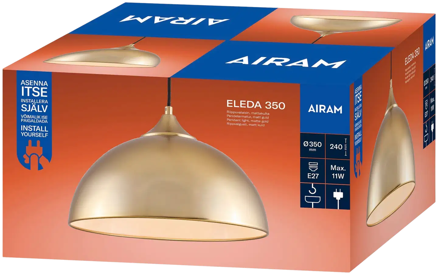 Airam Eleda 350 riippuvalaisin E27 matta/kulta - 2