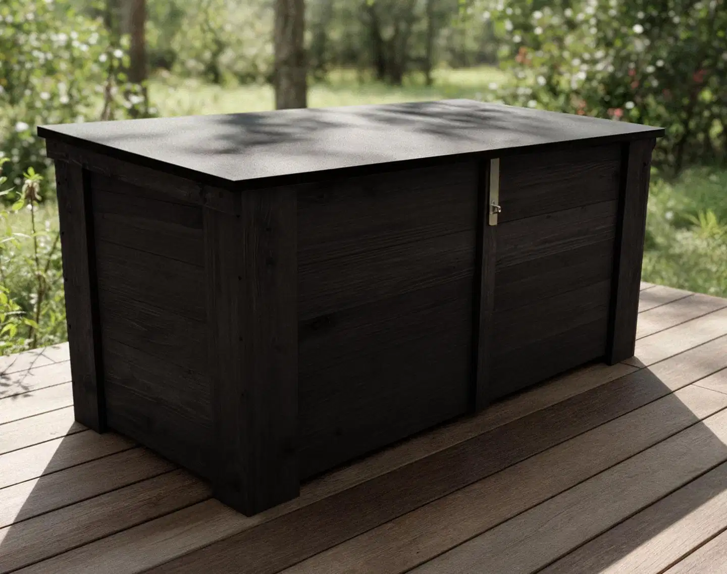 Lukittava piha-arkku kaltevalla kannella, grafiitin harmaa, 130x58x60 cm - 4