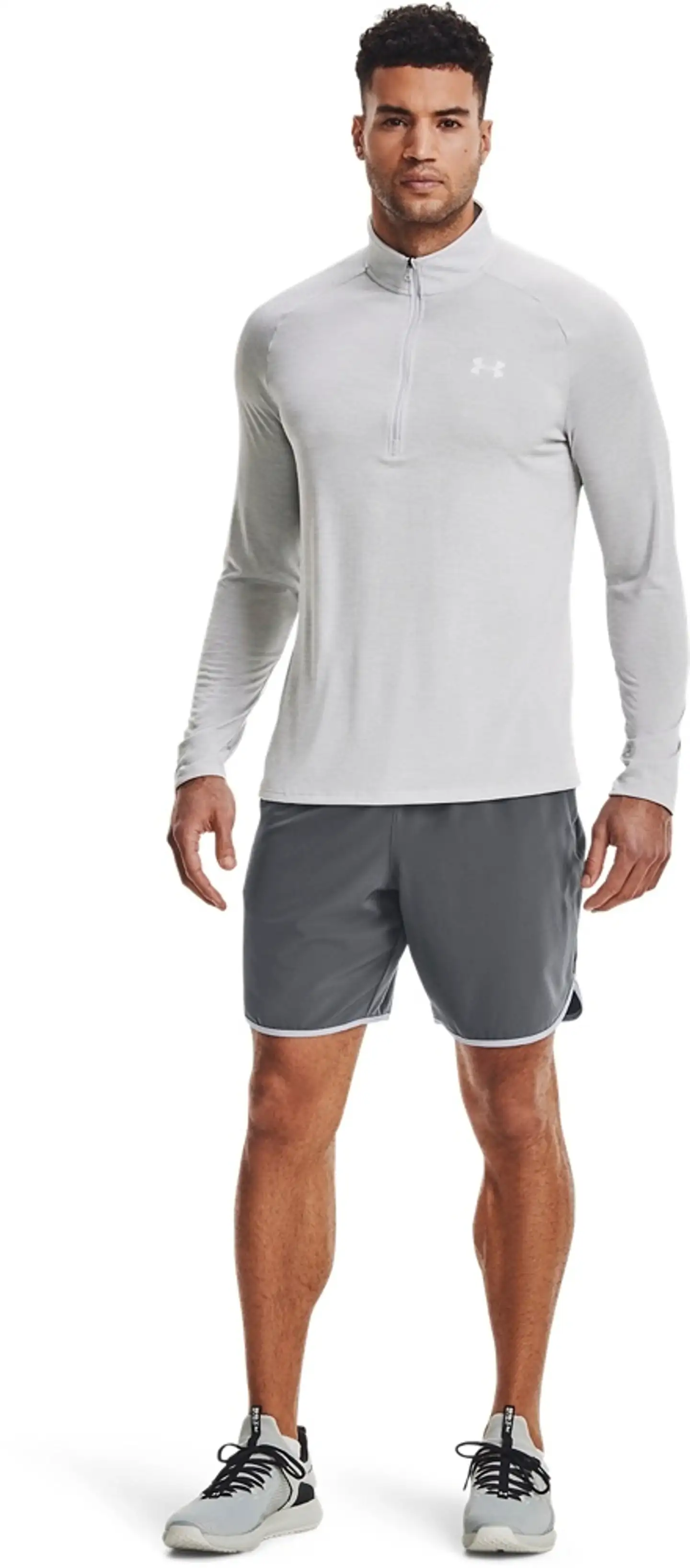 Under Armour miesten pitkähihainen treenipaita vetoketjukauluksella 1328495 - Halo Gray - 5