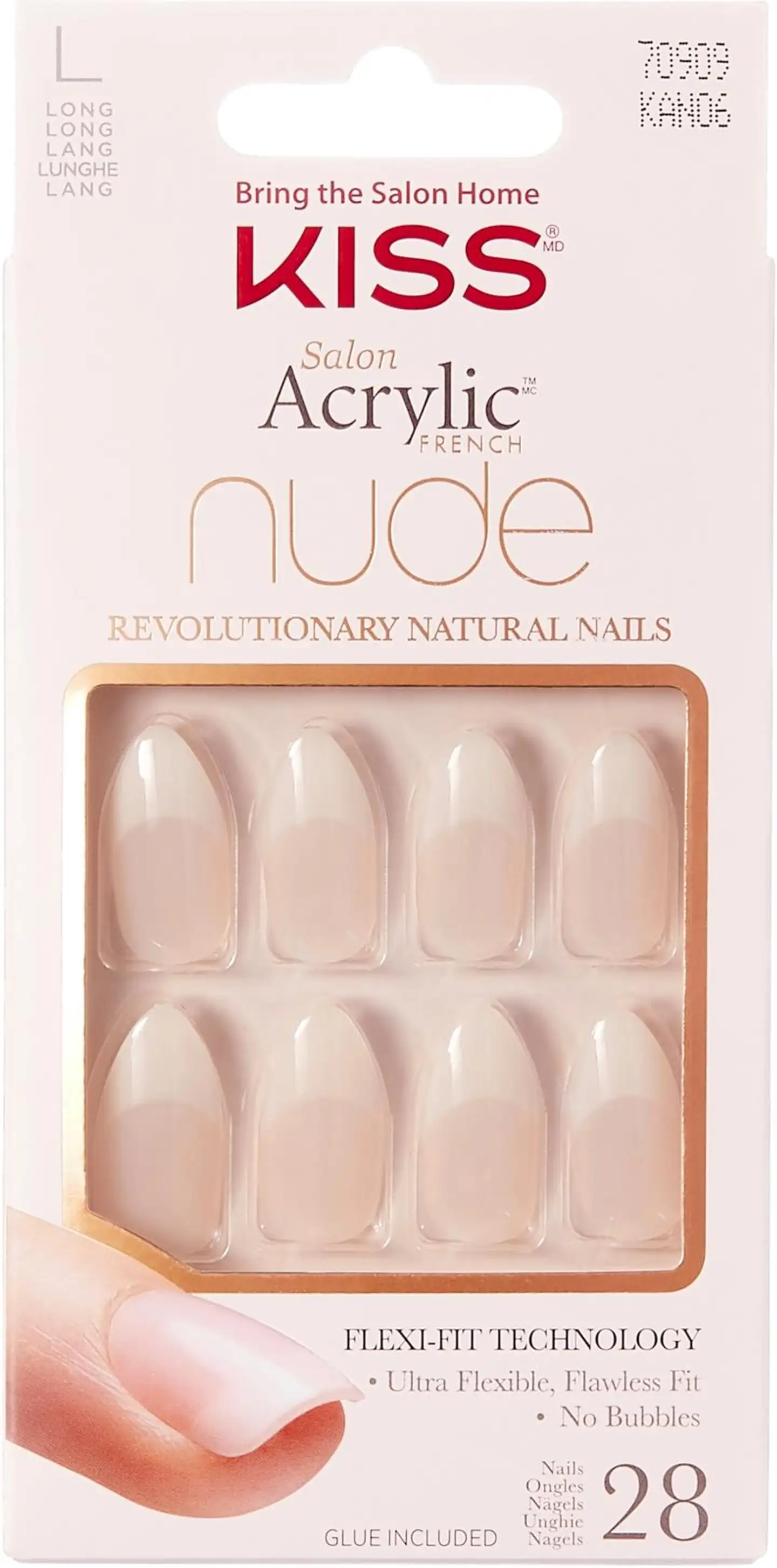 Kiss Nails Salon Acrylic Nude French 28 kpl kynsisetti, KAN06 - 1