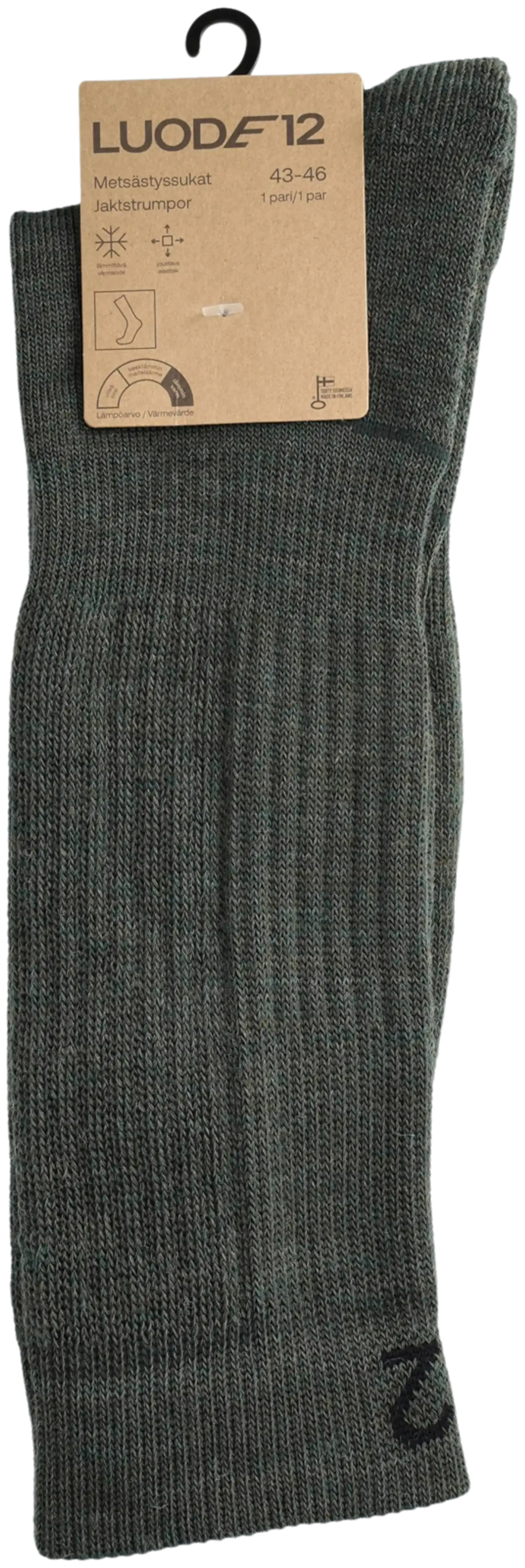 Luode12 unisex merinovillaiset metsästyssukat 79710 - metsänvihreä - 6