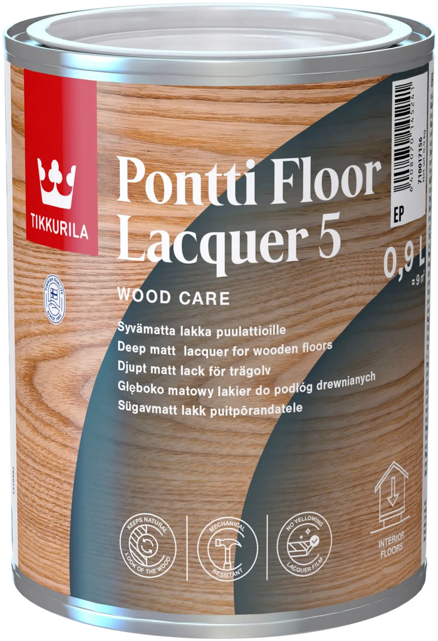 Tikkurila puulattialakka Pontti Floor Lacquer 5 0,9 l EP sävytettävissä täyshimmeä