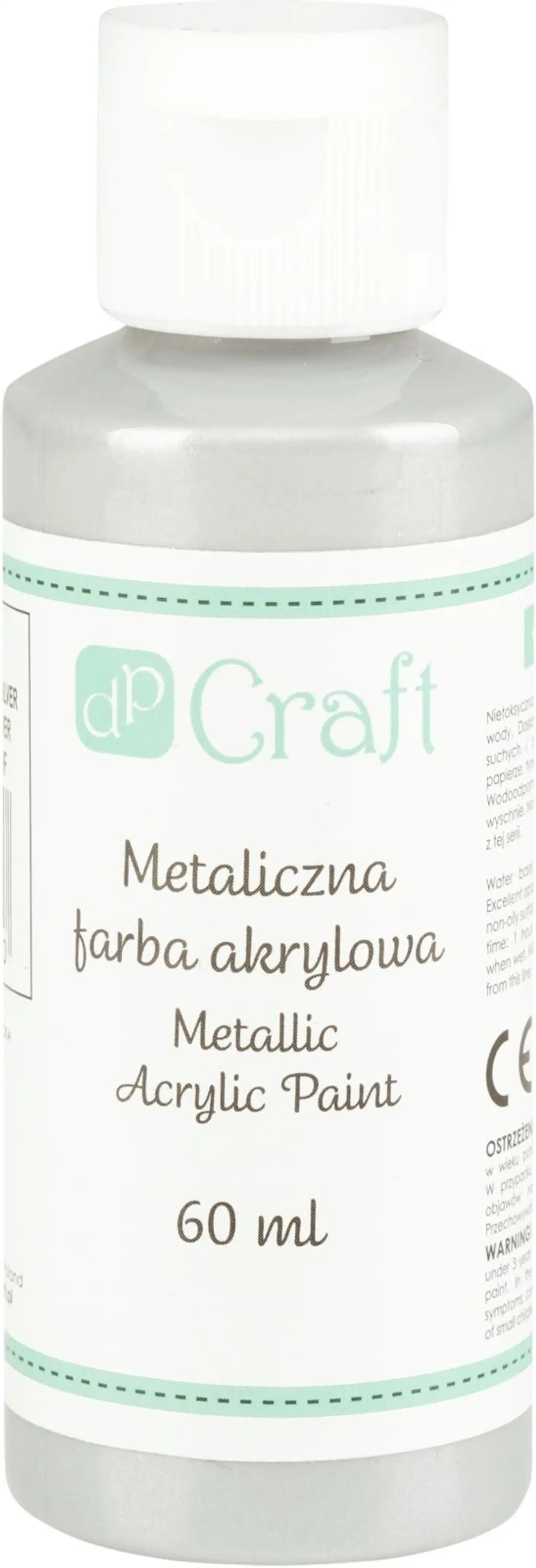 Dp craft akryyliväri 60ml metallihopea 002