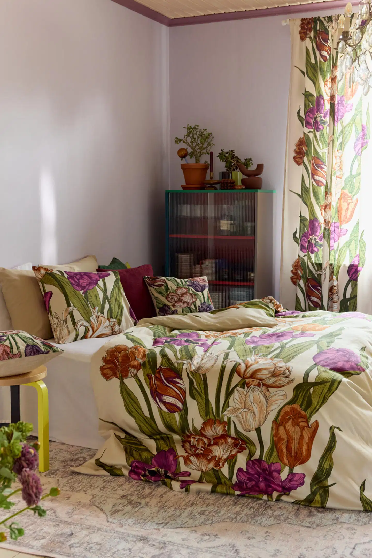 Vallila satiinipussilakanasetti Kukoistus 150x210+50x60 cm terrapurple - 2