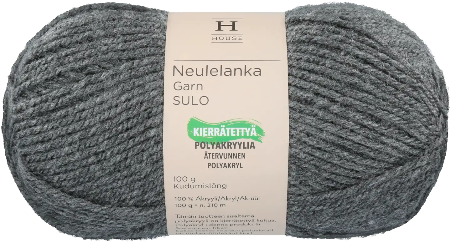 House neulelanka akryyli Sulo 100 g Dark Gray Melange 193