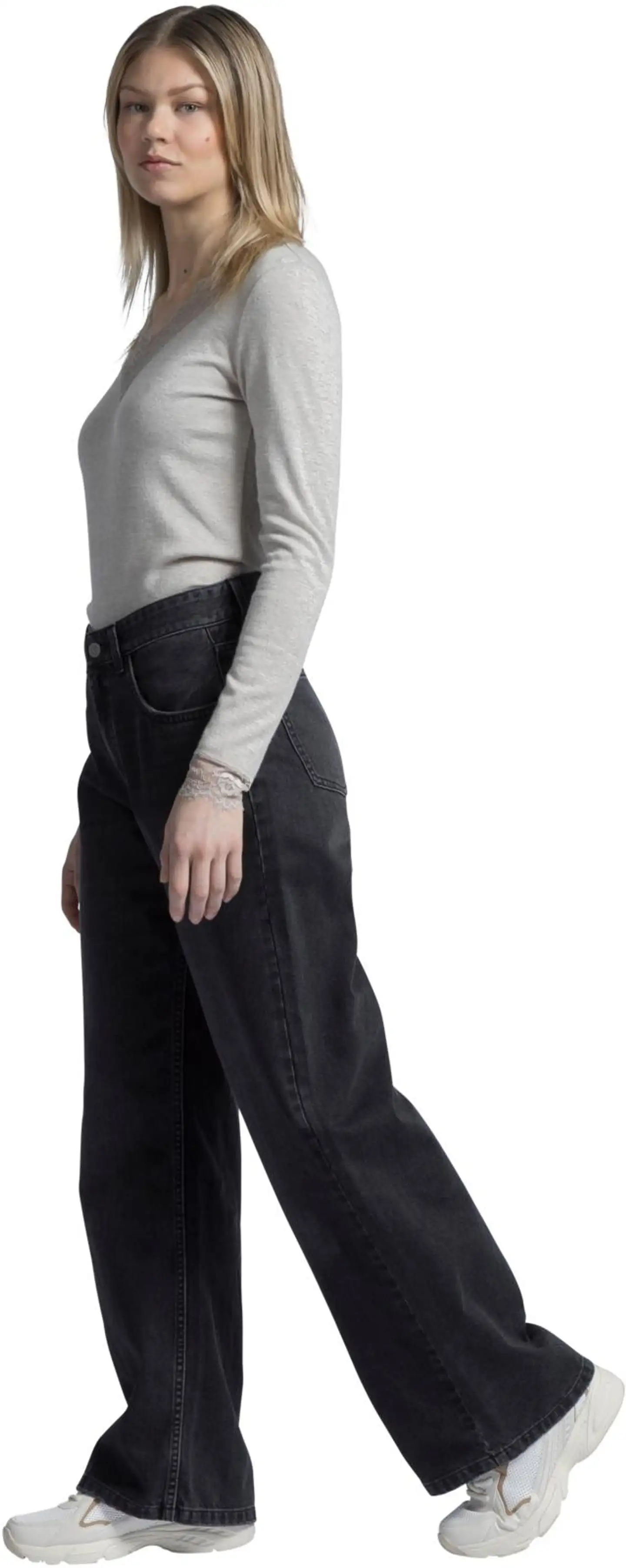 WKLY. naisten farkut wide leg 222W280352 - black denim - 4