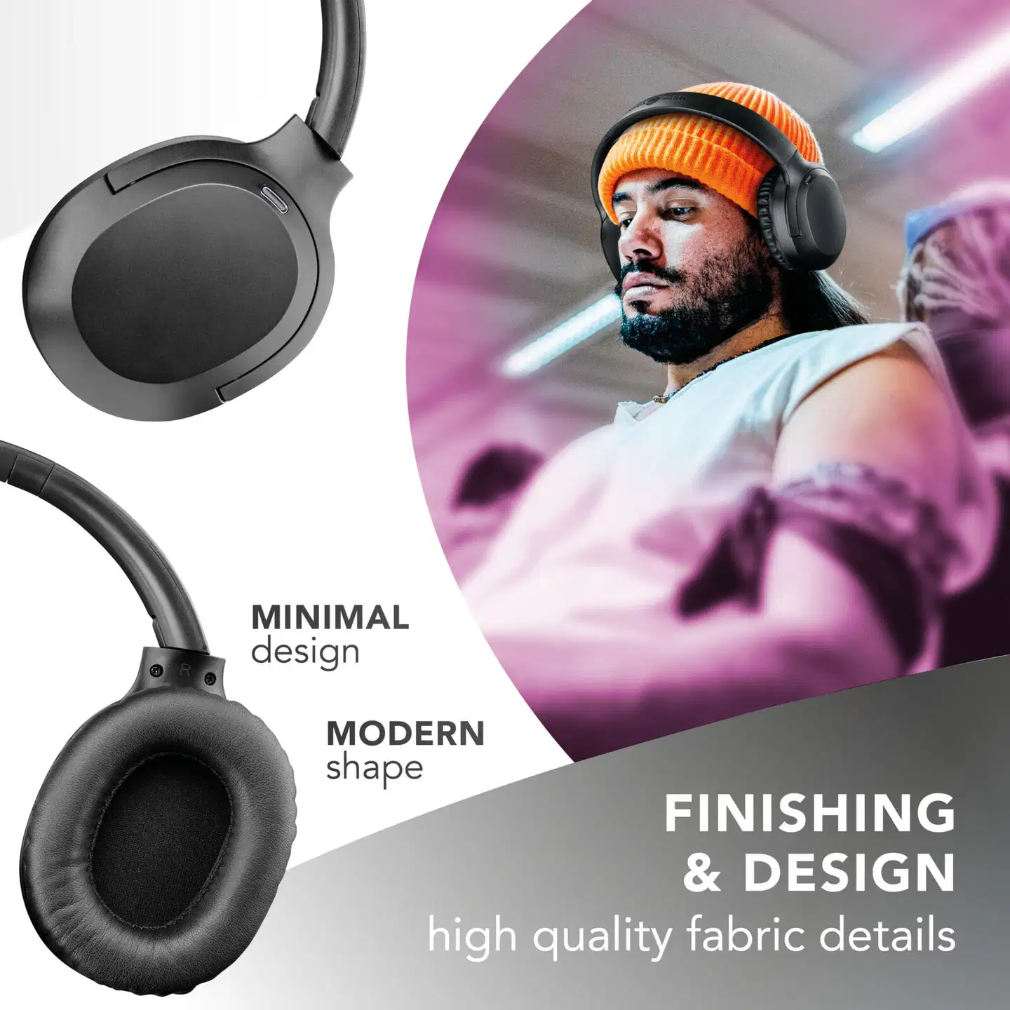 MusicSound langattomat vastamelukuulokkeet Nimbus musta - 5