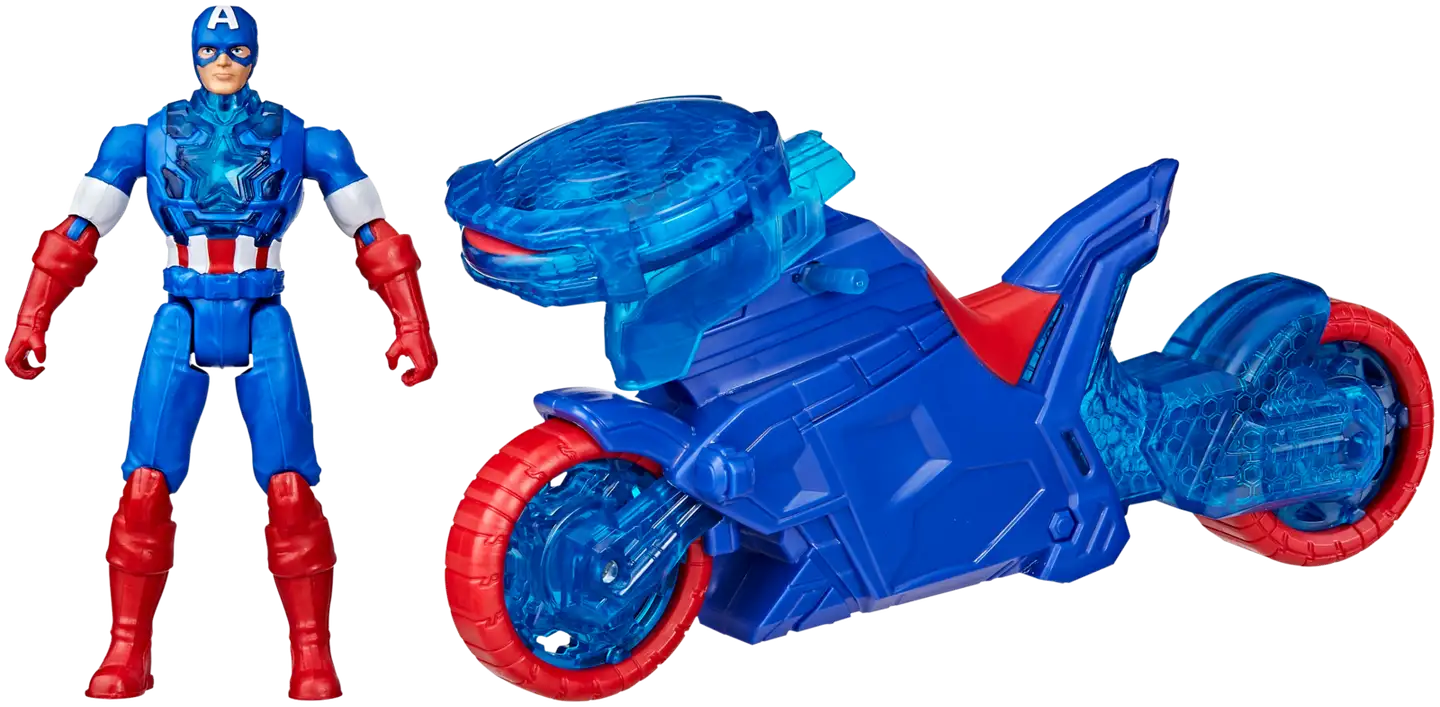 Avengers Leikkisetti Kapteeni Amerikka ja kilpiä ampuva pyörä 10cm - 2