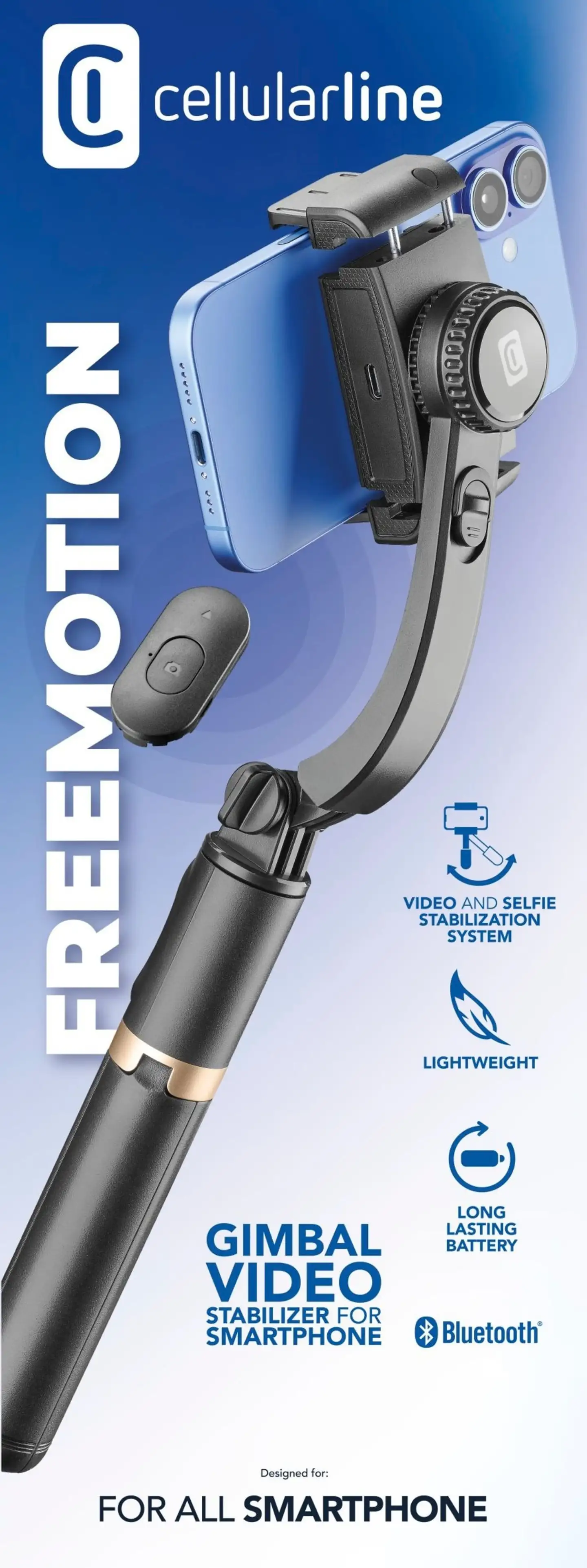 Cellularline Freemotion Gimbal, Selfie Stick & Tripodi - 4