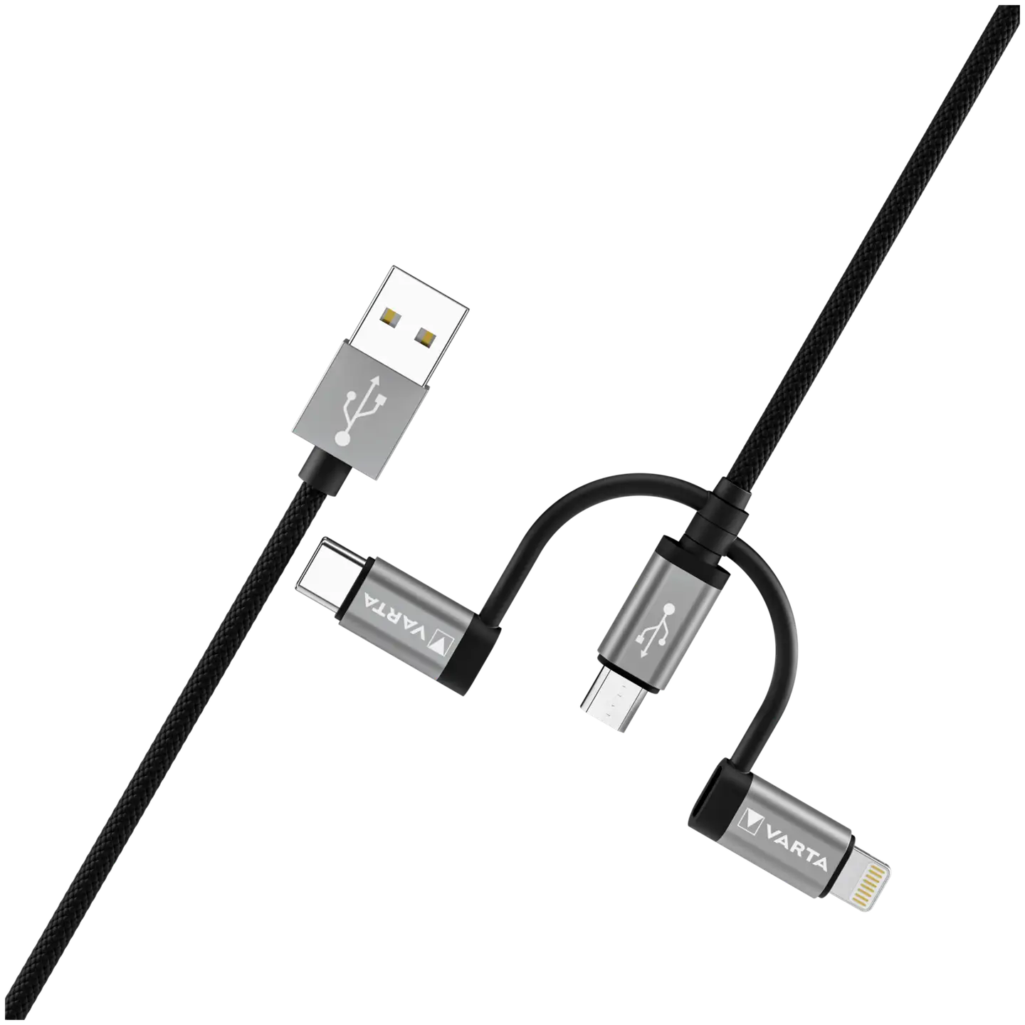 Varta 3-in-1 monikäyttökaapeli 2m musta - 5